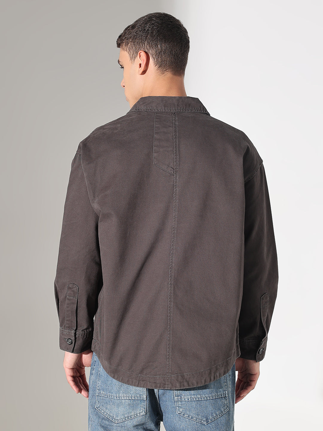 Men's Grey Button Down Shacket