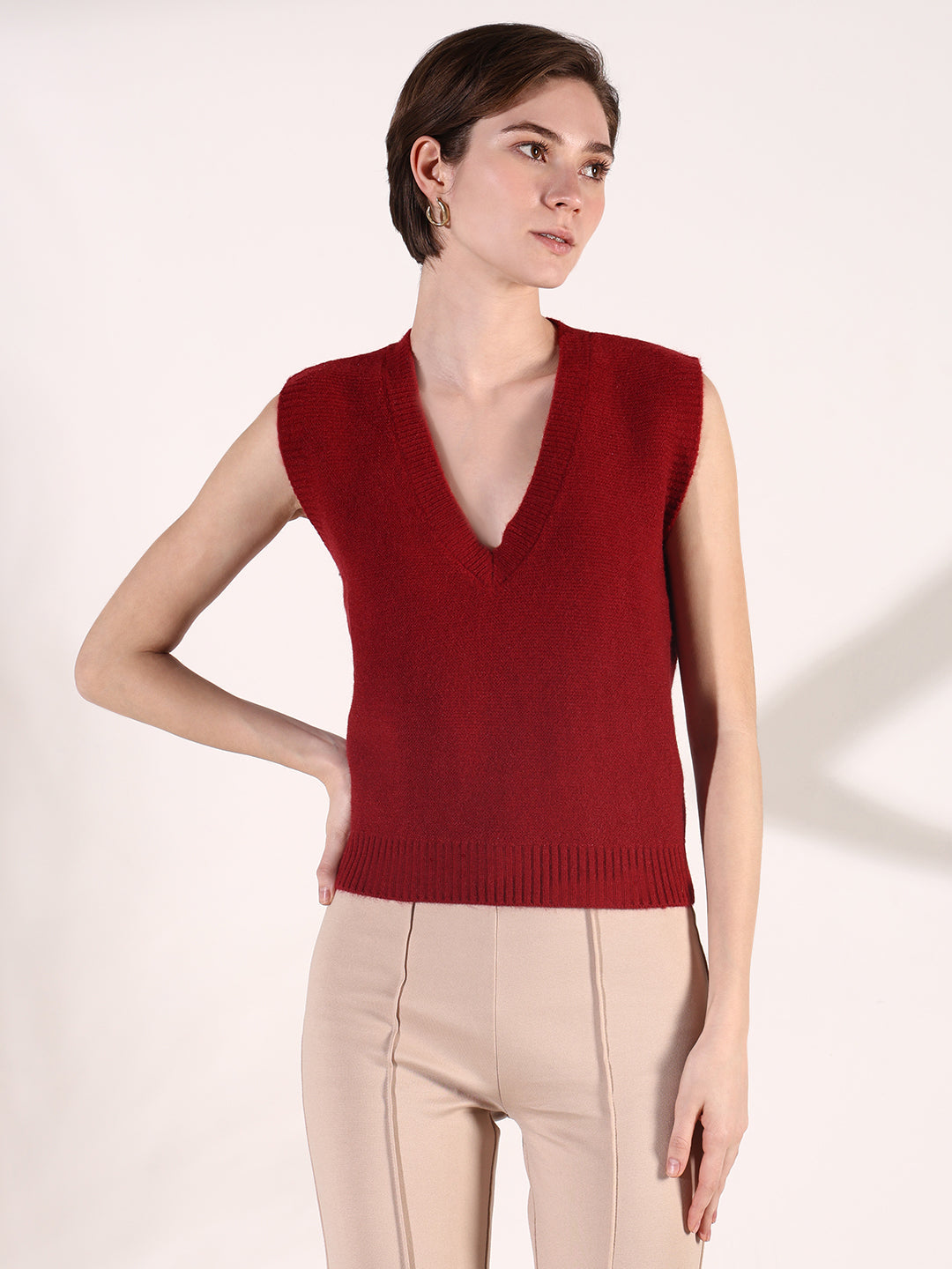 Women Red Solid Top