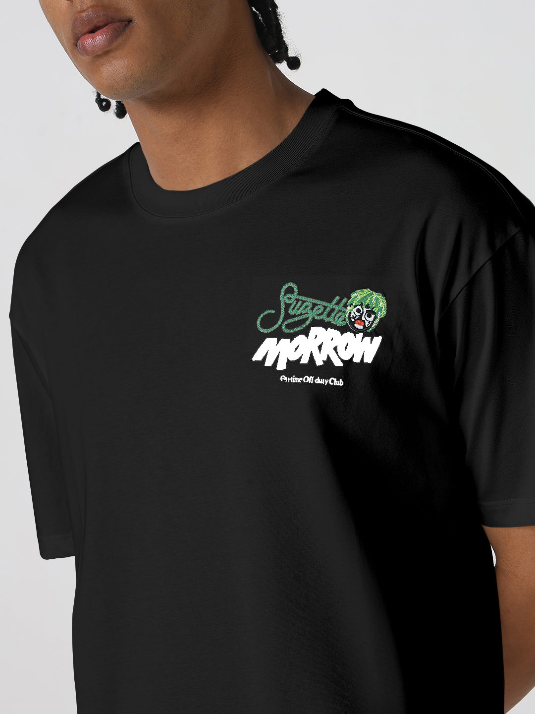 Men's Printed Black Relaxed Fit T-Shirt