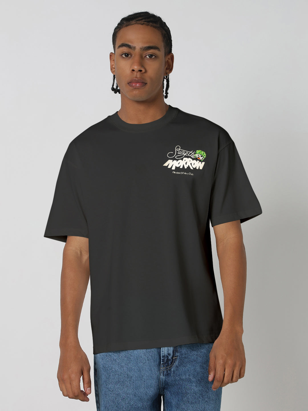 Men's Printed Grey Relaxed Fit T-Shirt