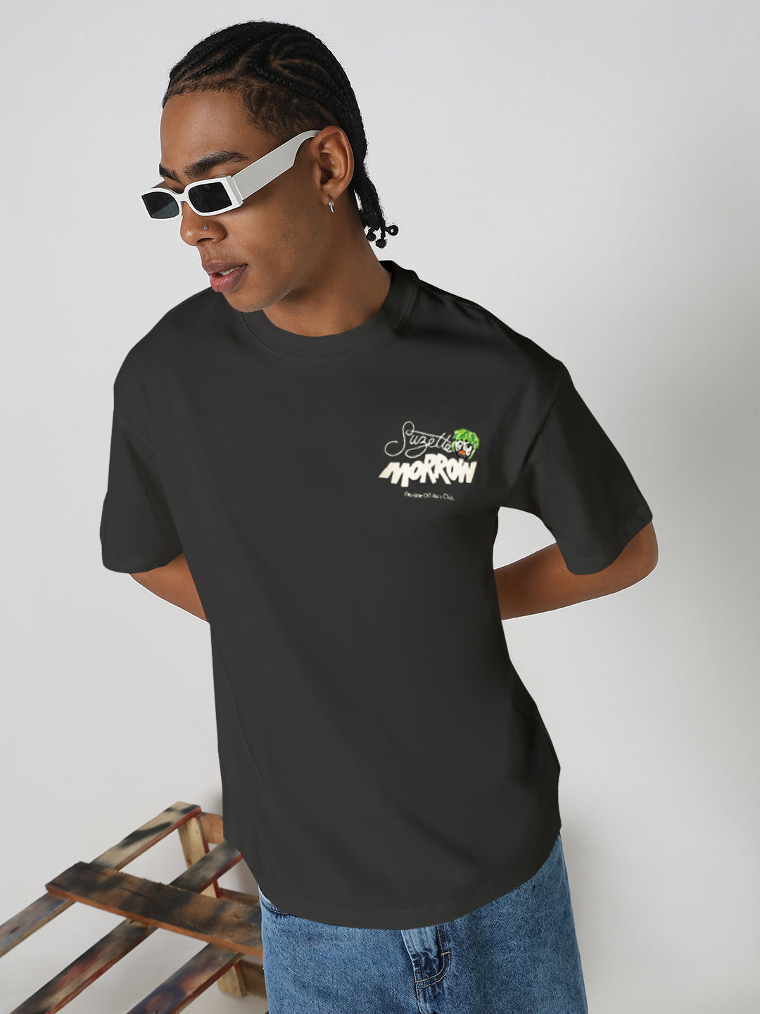 Men's Printed Grey Relaxed Fit T-Shirt