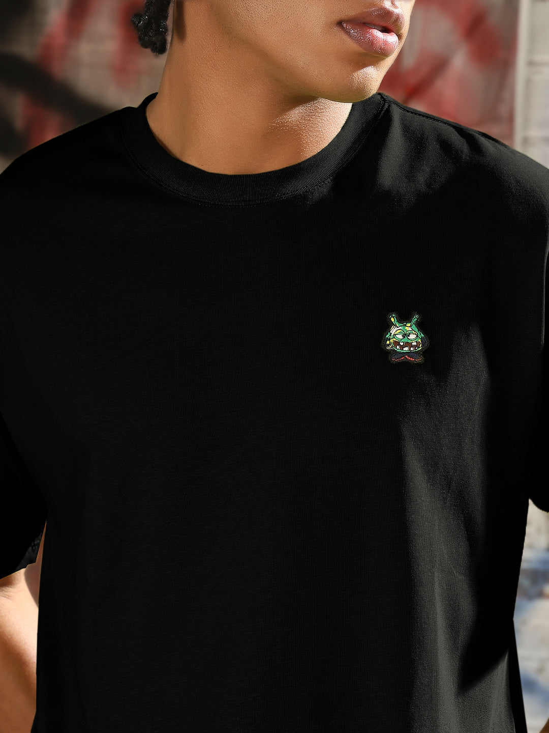 Men's Printed Black Relaxed Fit T-Shirt