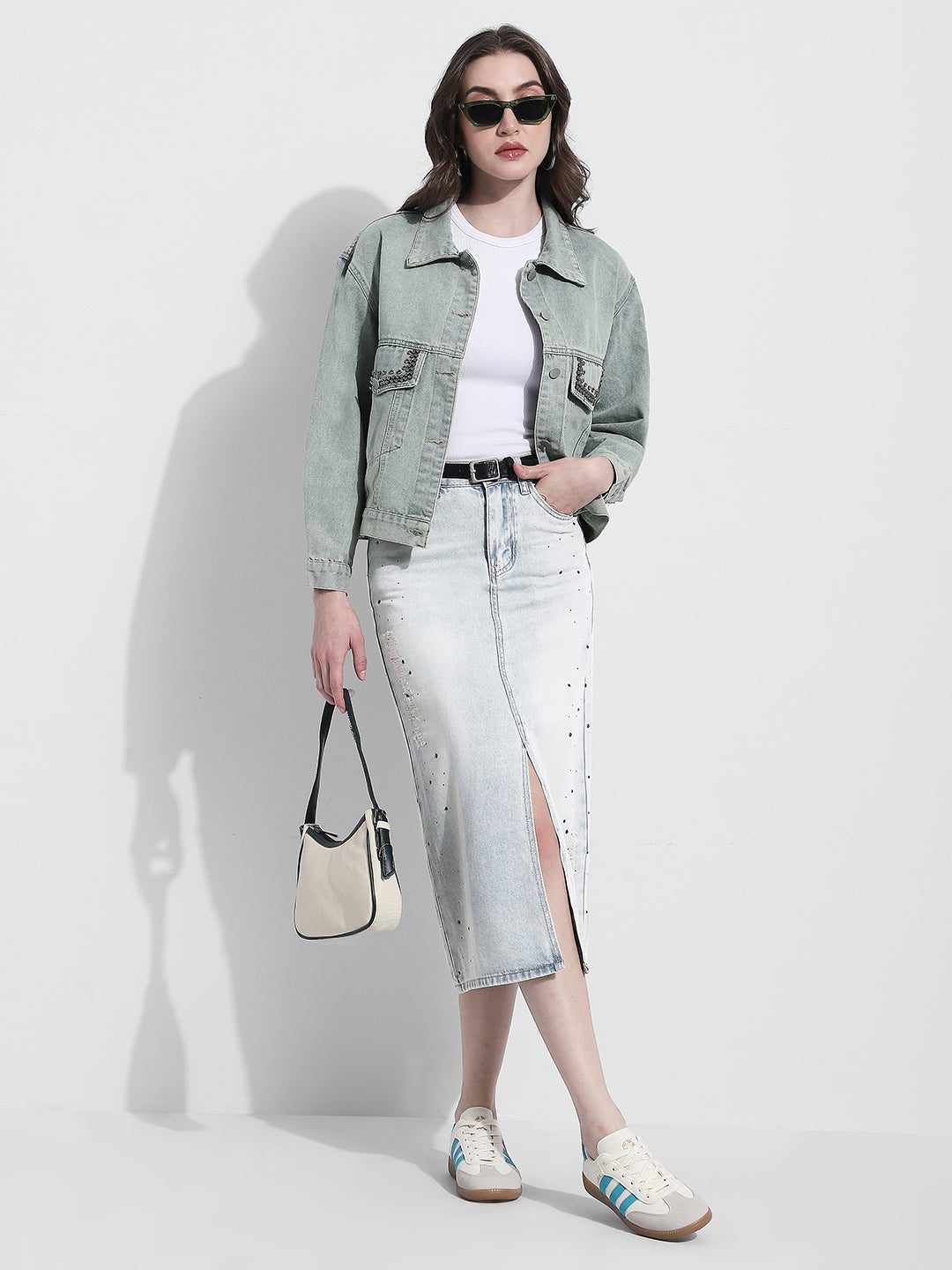 Women's Embellished Blue Denim Jacket