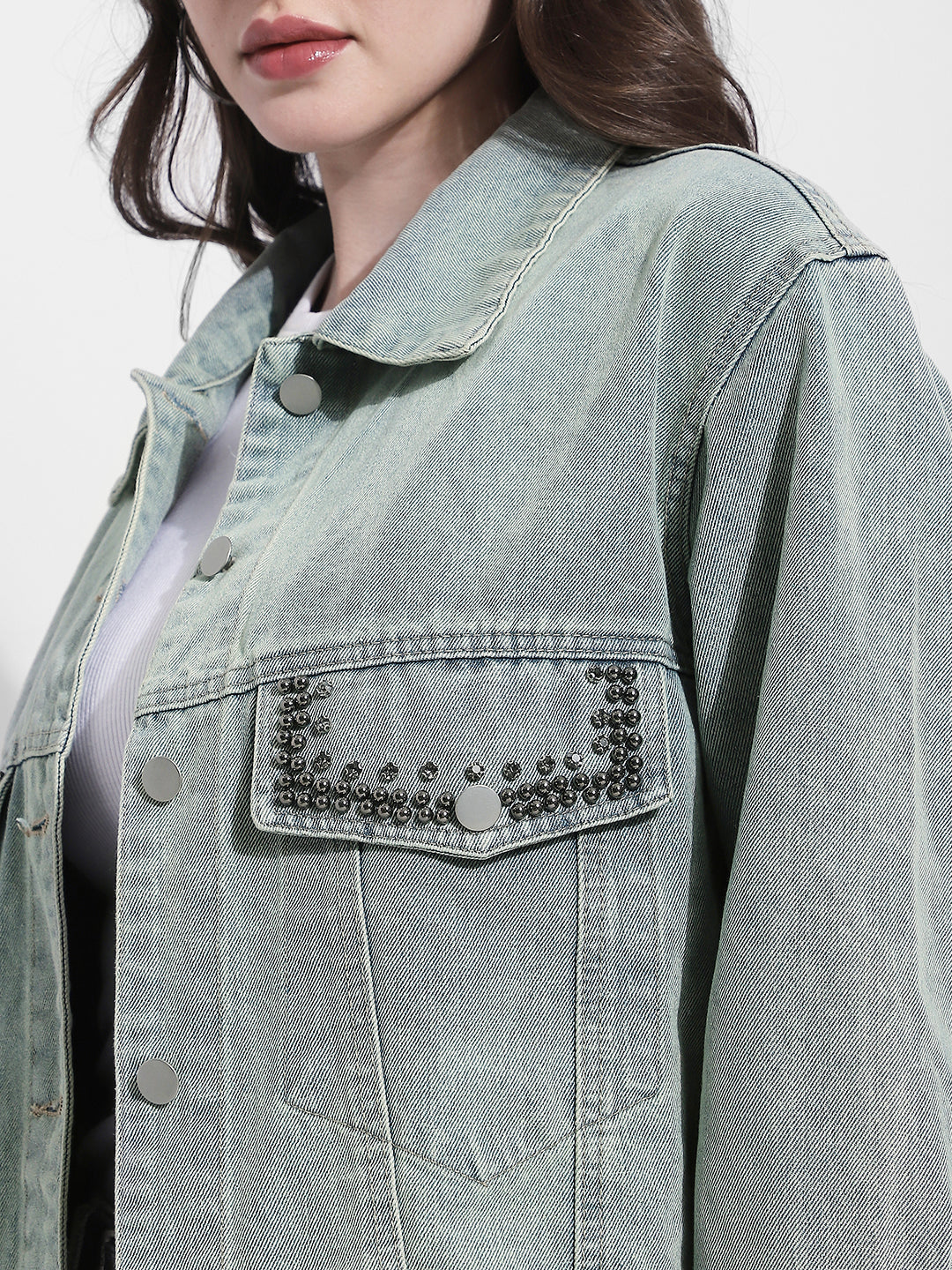 Women's Embellished Blue Denim Jacket