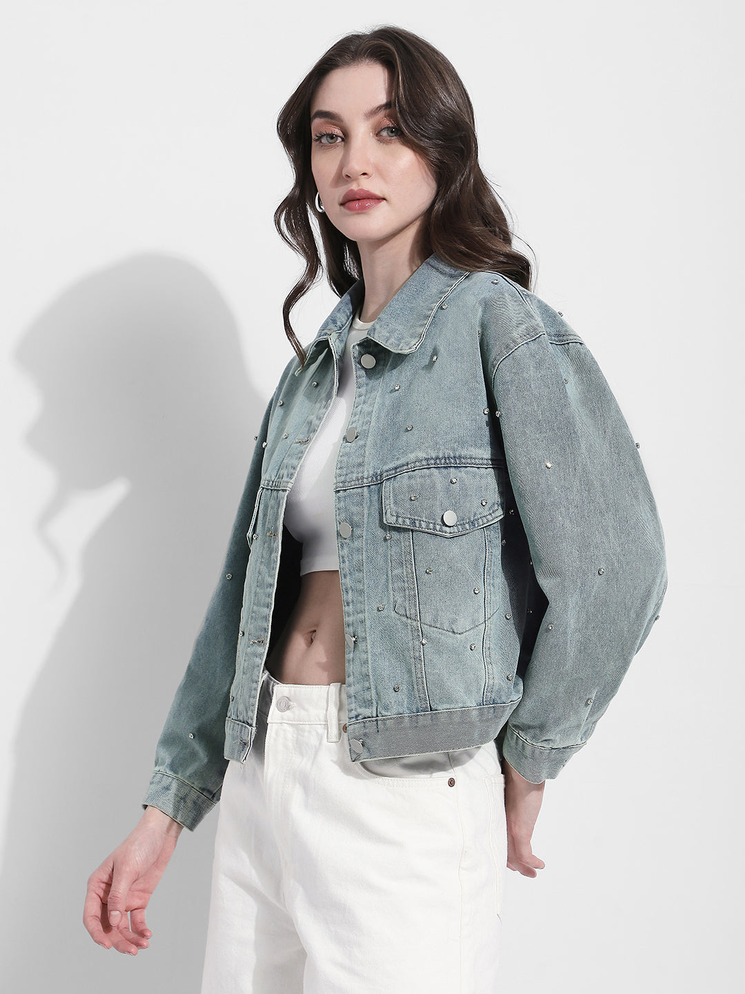 Women's Embellished Blue Denim Jacket