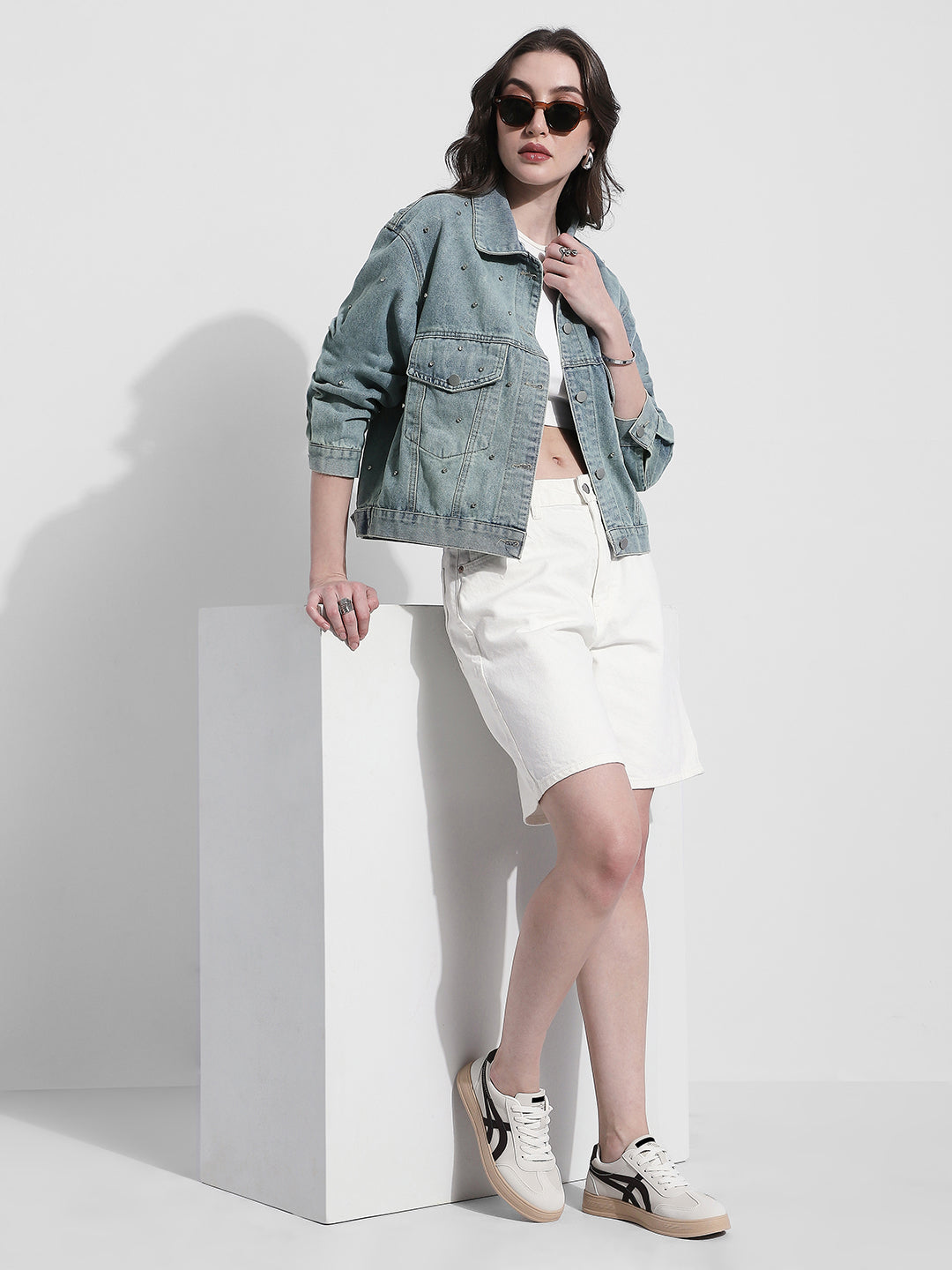 Women's Embellished Blue Denim Jacket