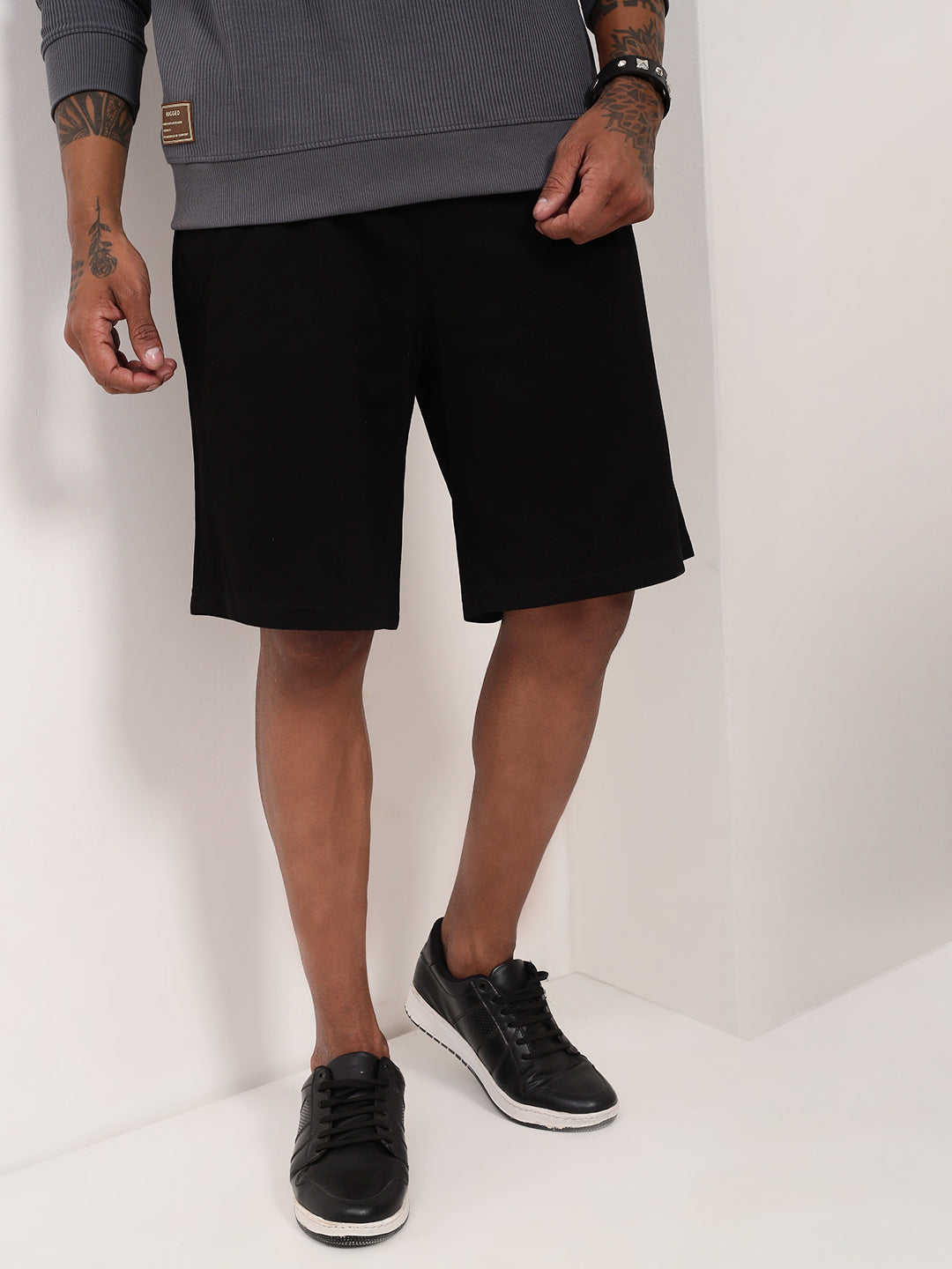 Men Black Solid Shorts