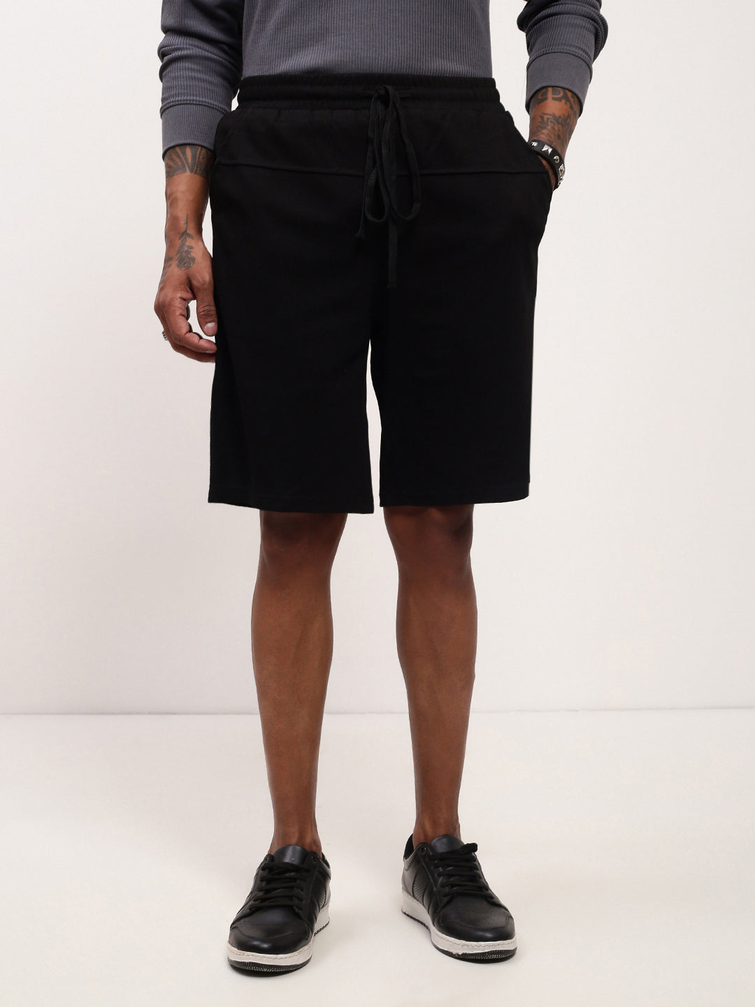 Men Black Solid Shorts