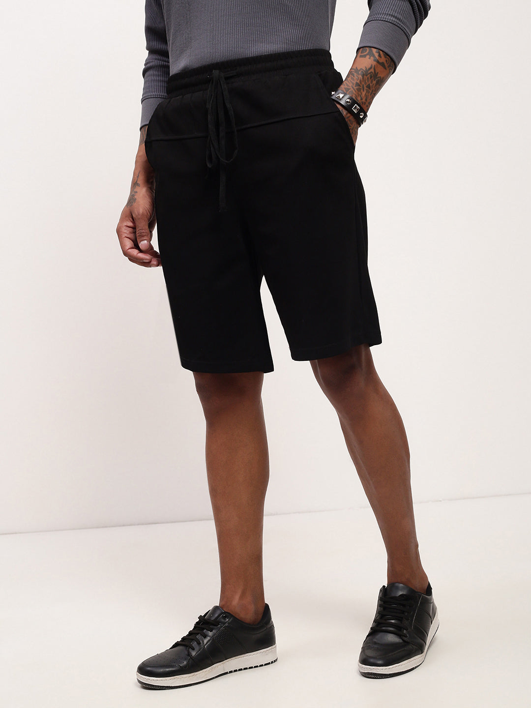 Men Black Solid Shorts