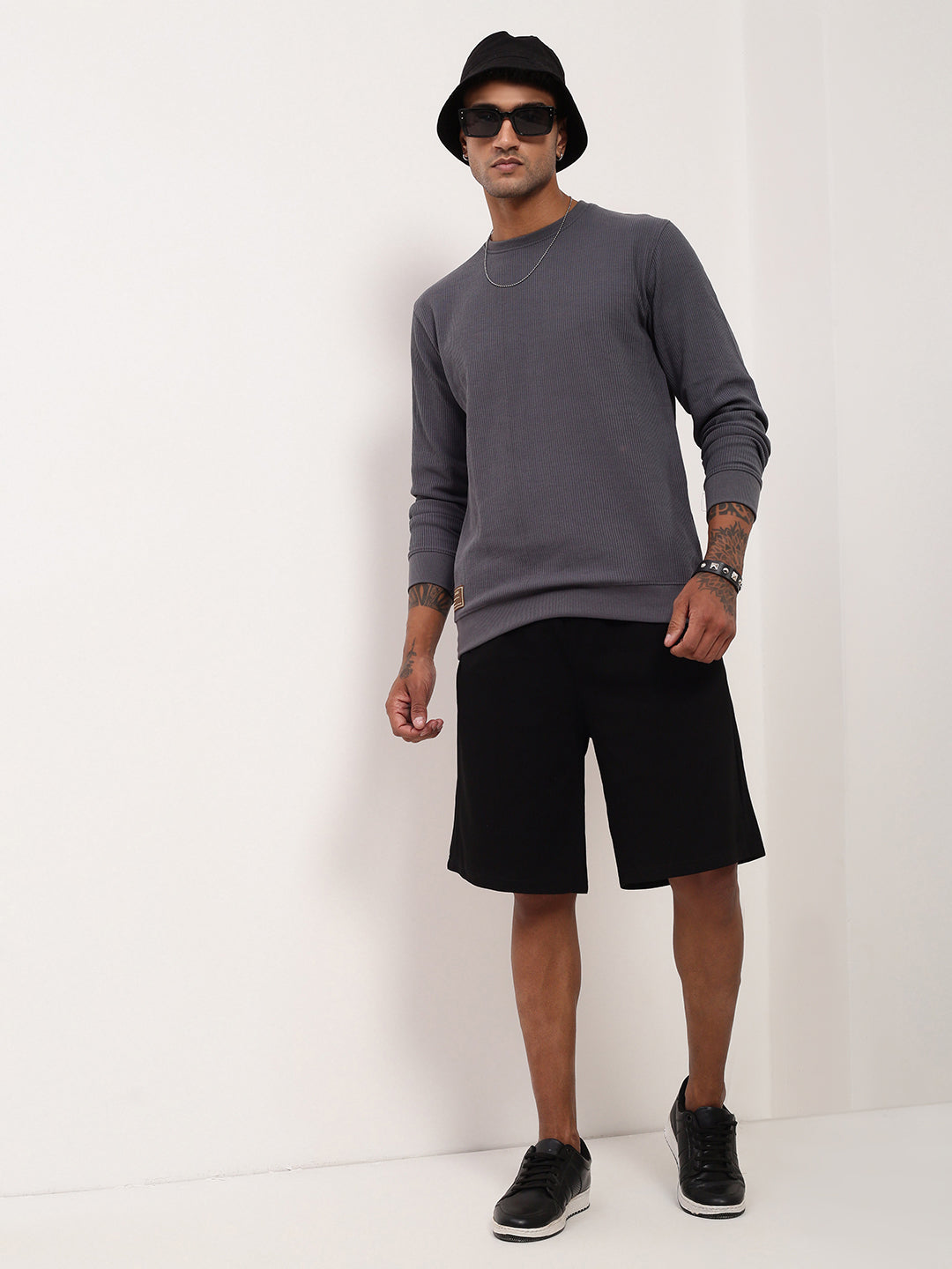 Men Black Solid Shorts