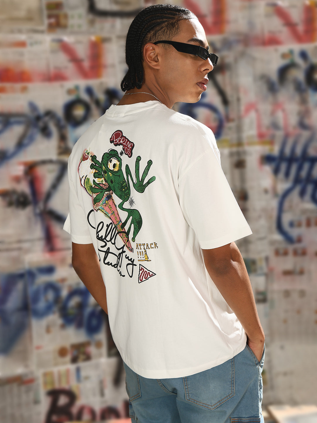 Men Casual White Ice Cream Graphic T-Shirt