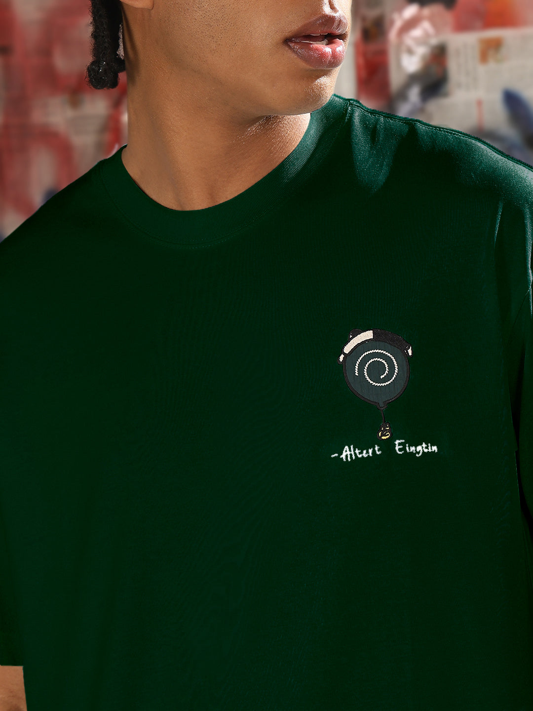 Men's Printed Green Relaxed Fit T-Shirt