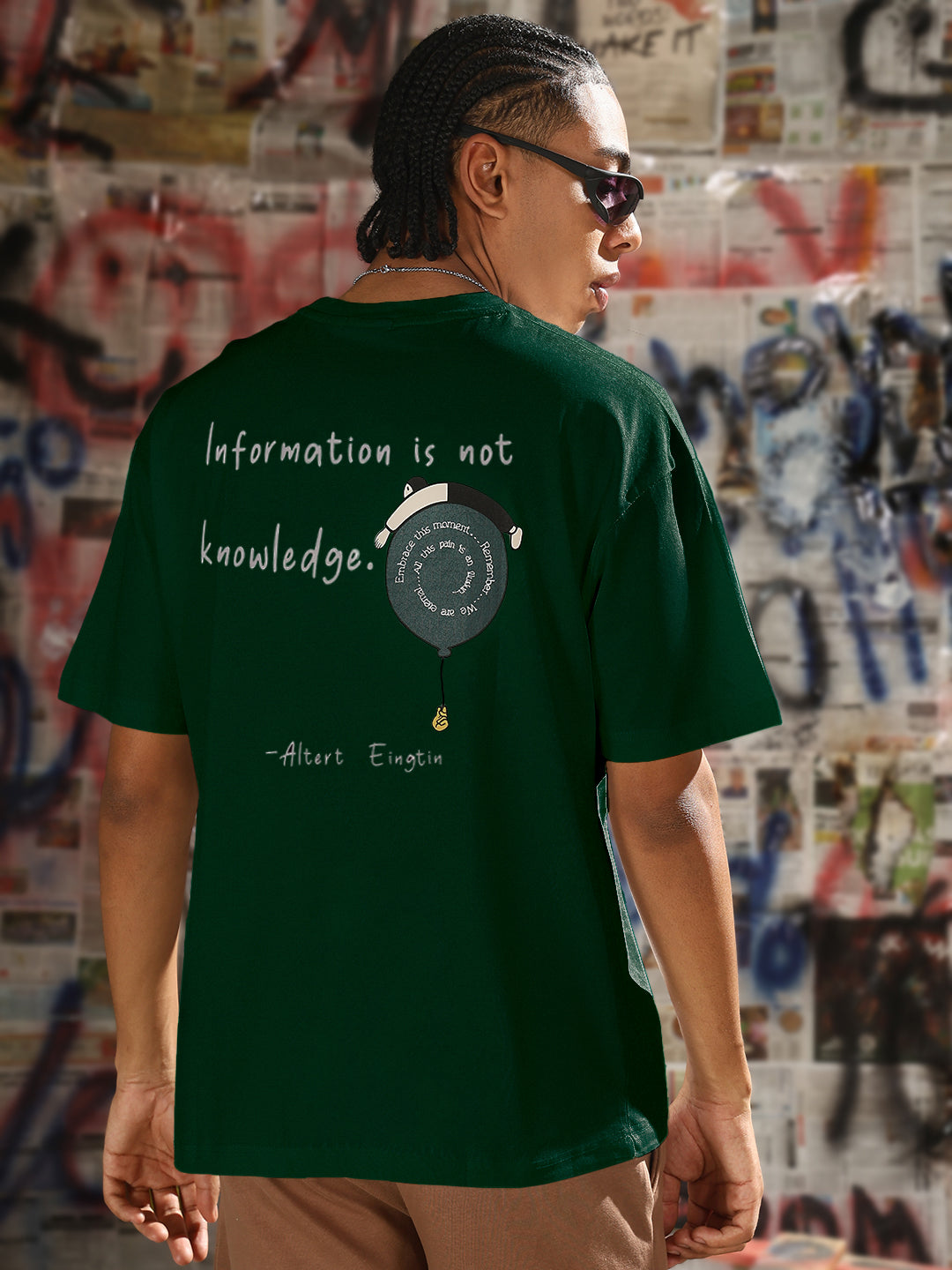 Men's Printed Green Relaxed Fit T-Shirt