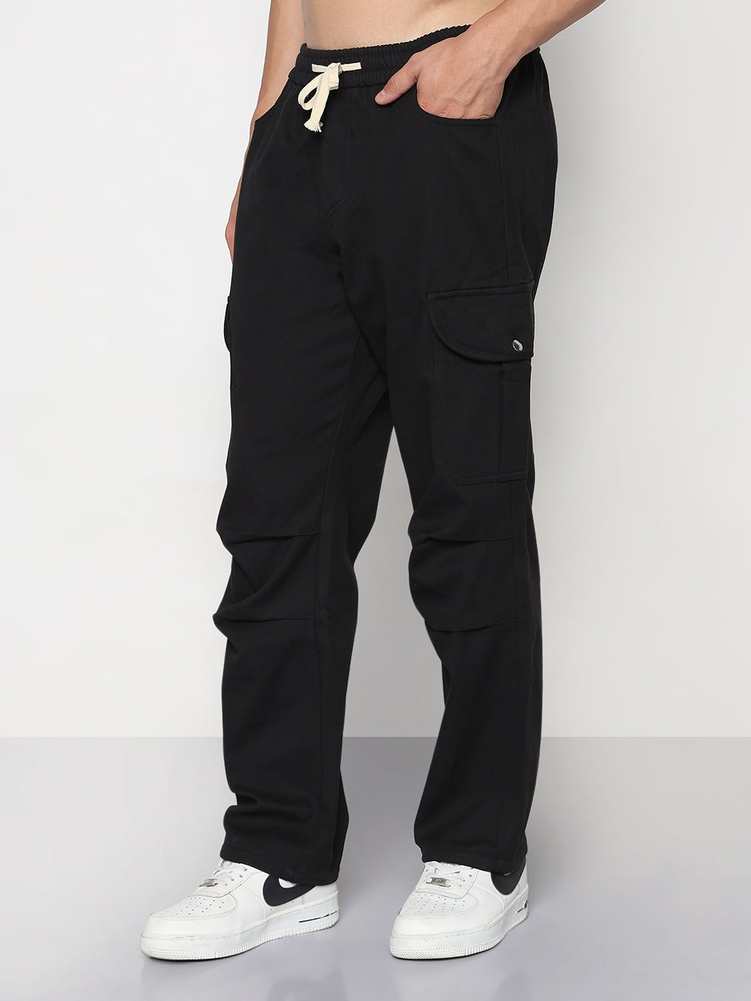 Men's Black Relaxed Fit Cargos