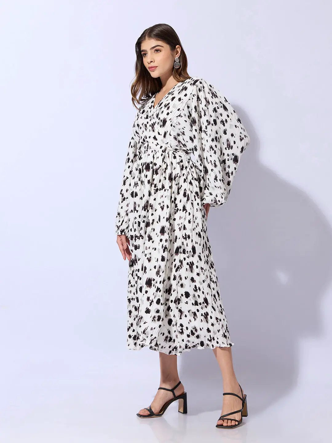 Women's Off White Graphic Fit and Flare Dress
