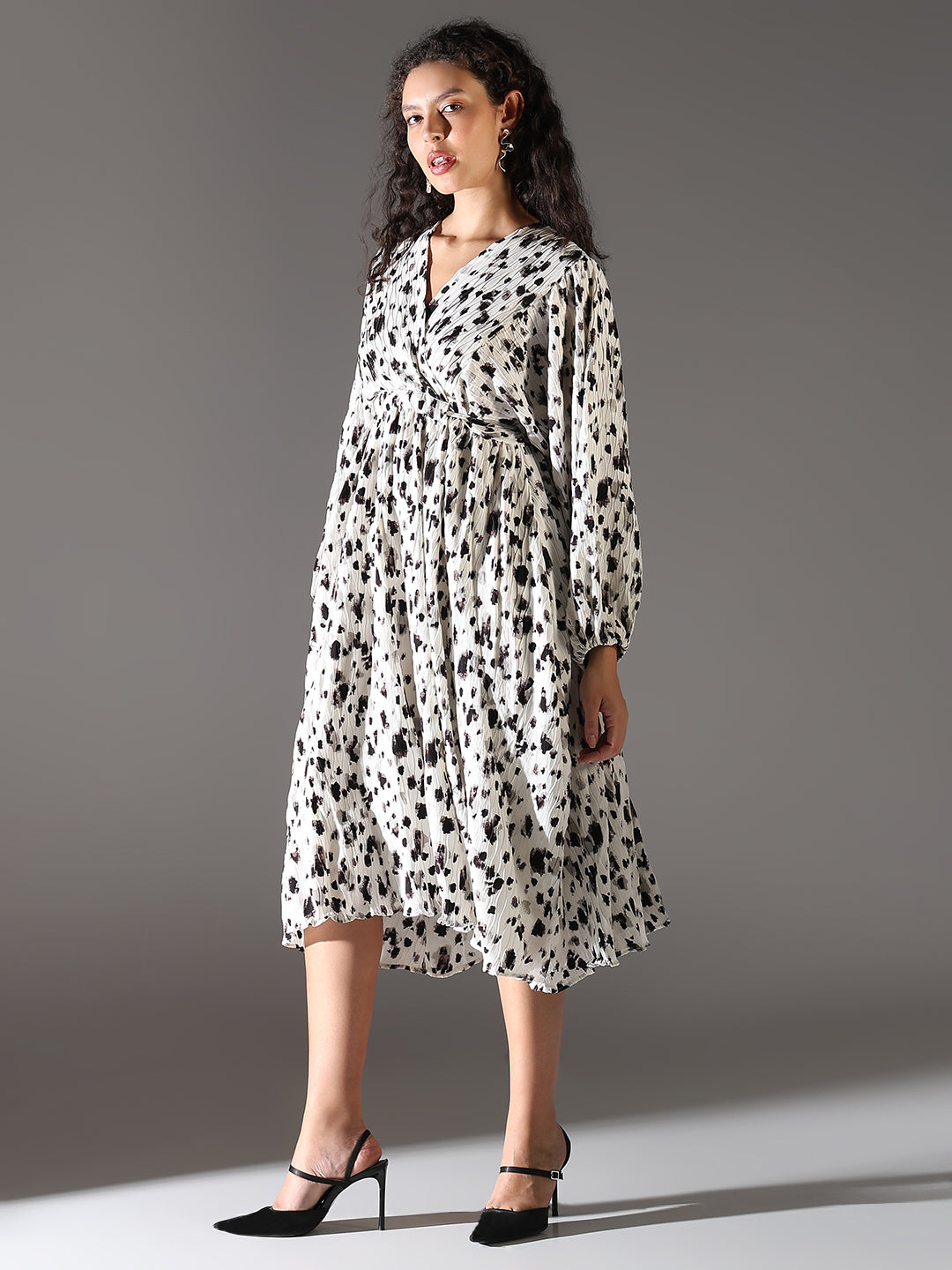 Women Off White Graphic Fit and Flare Dress