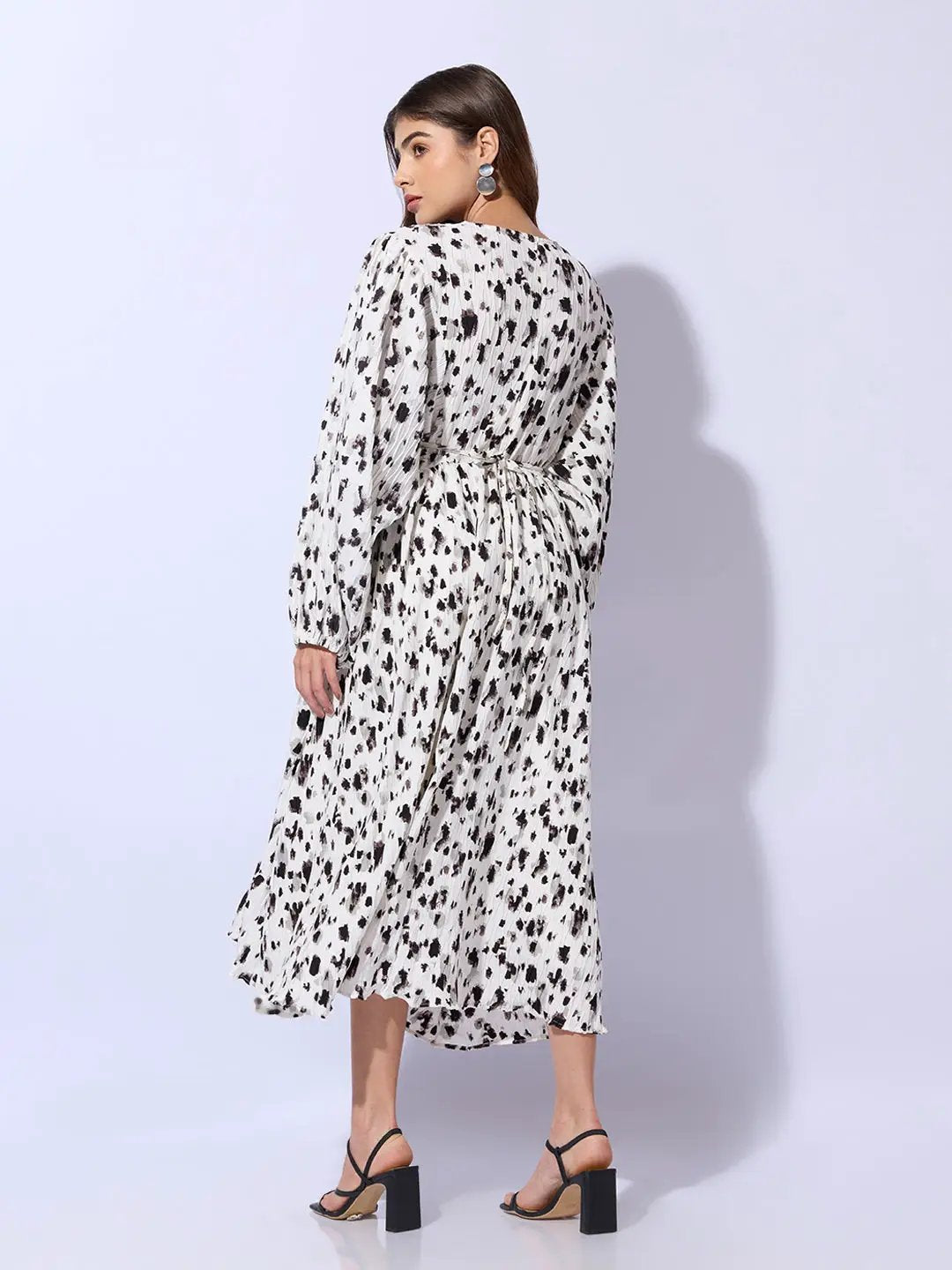 Women's Off White Graphic Fit and Flare Dress