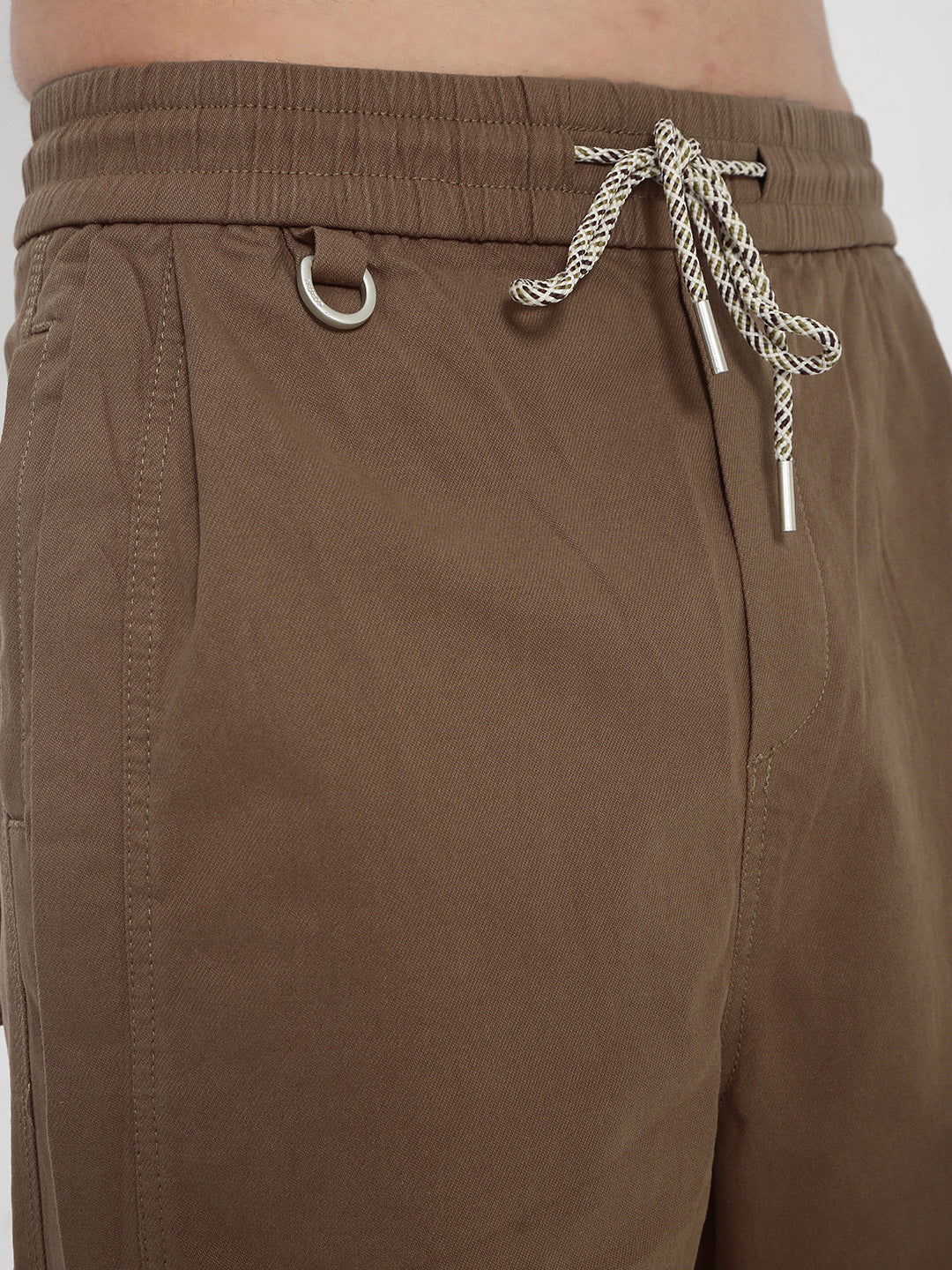 Men's Cotton Brown Relaxed Fit Trousers