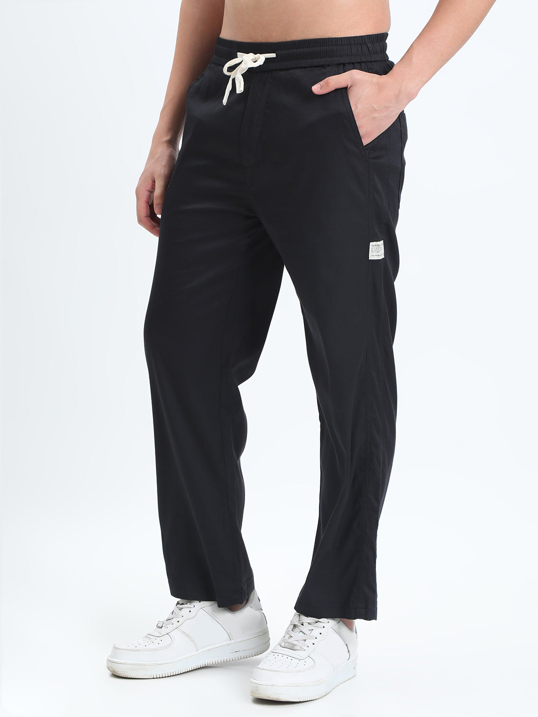 Men's Black Relaxed Fit Trousers