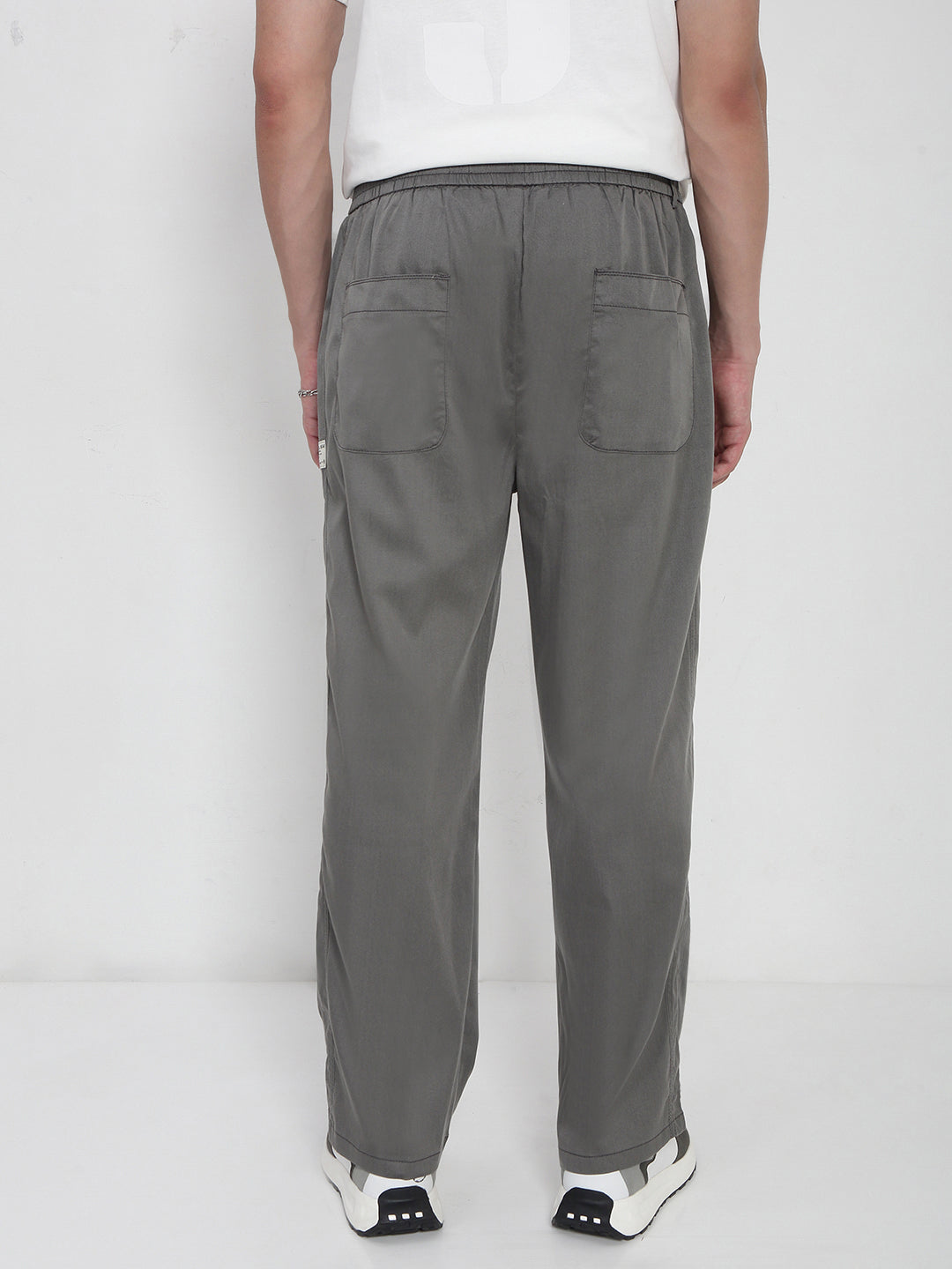 Men's Cotton Grey Relaxed Fit Trousers