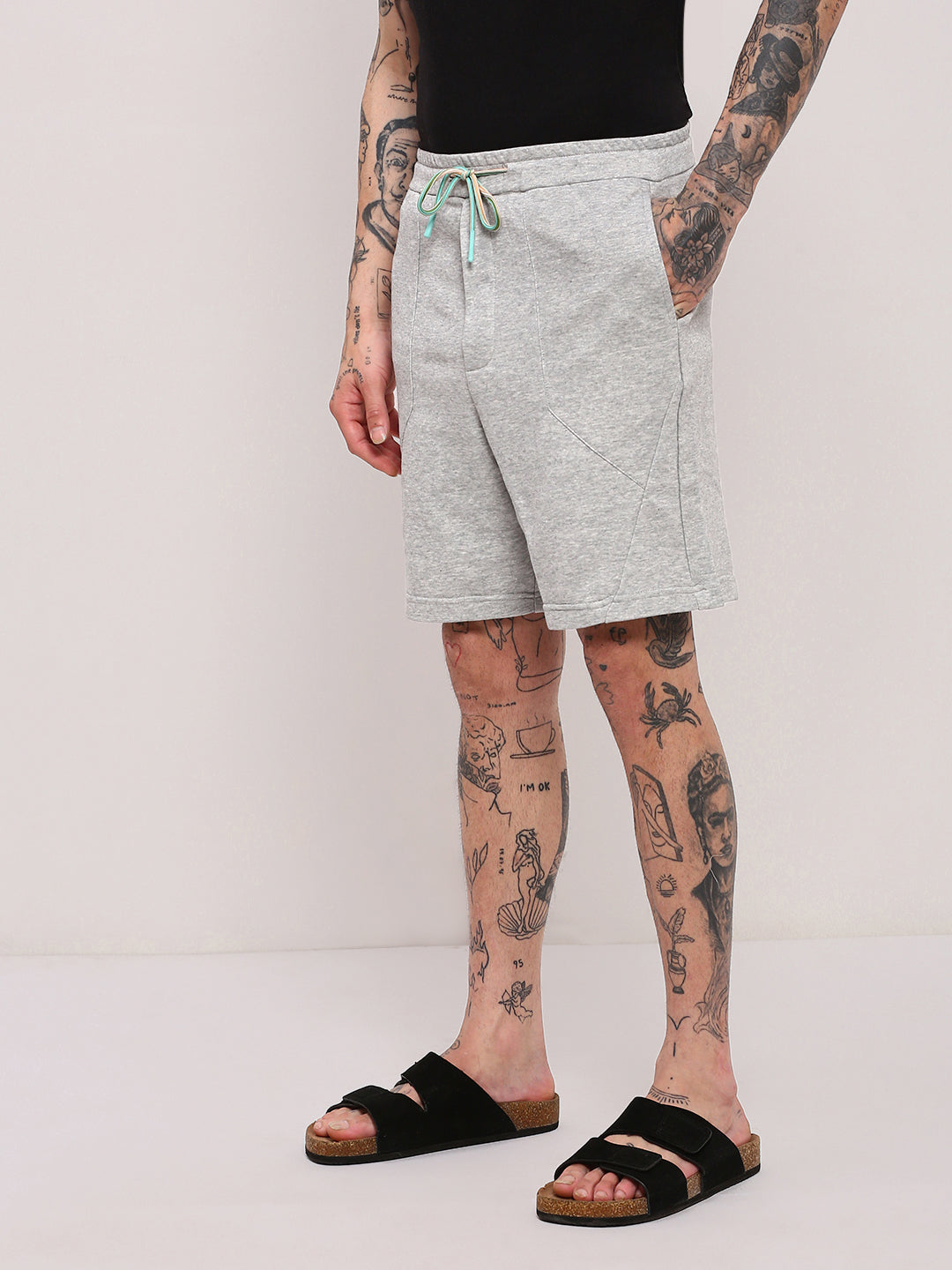 Men Grey Solid Shorts