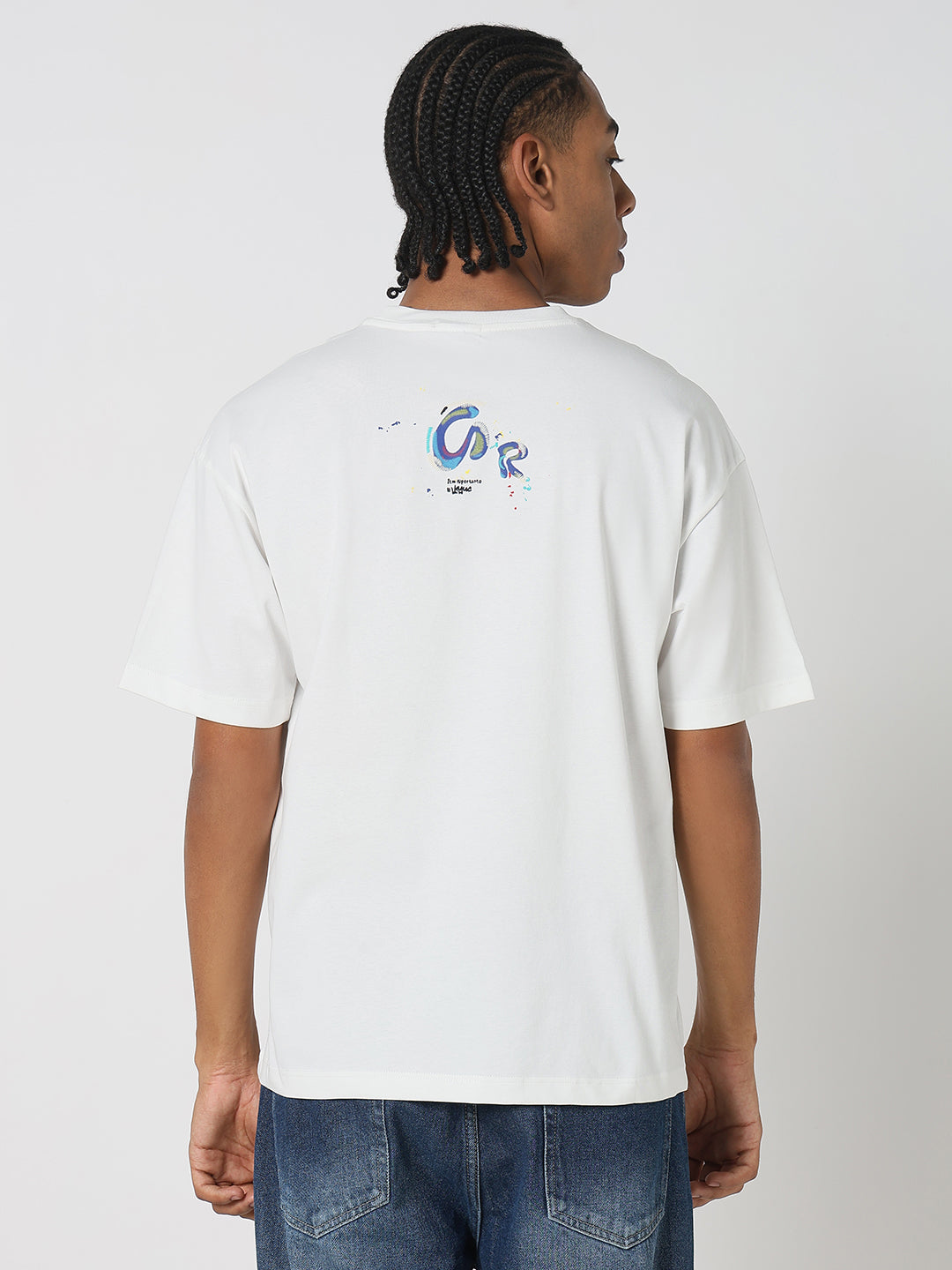 Men Casual White Skater Themed Graphic T-Shirt