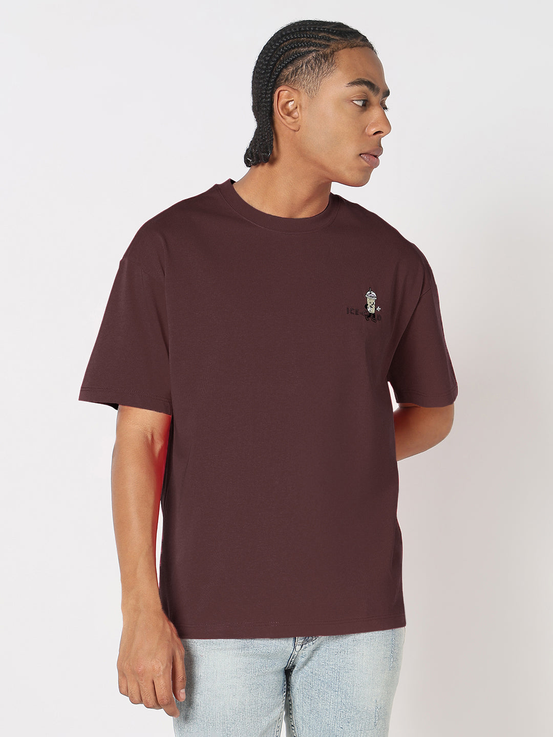 Men's Printed Brown Relaxed Fit T-Shirt