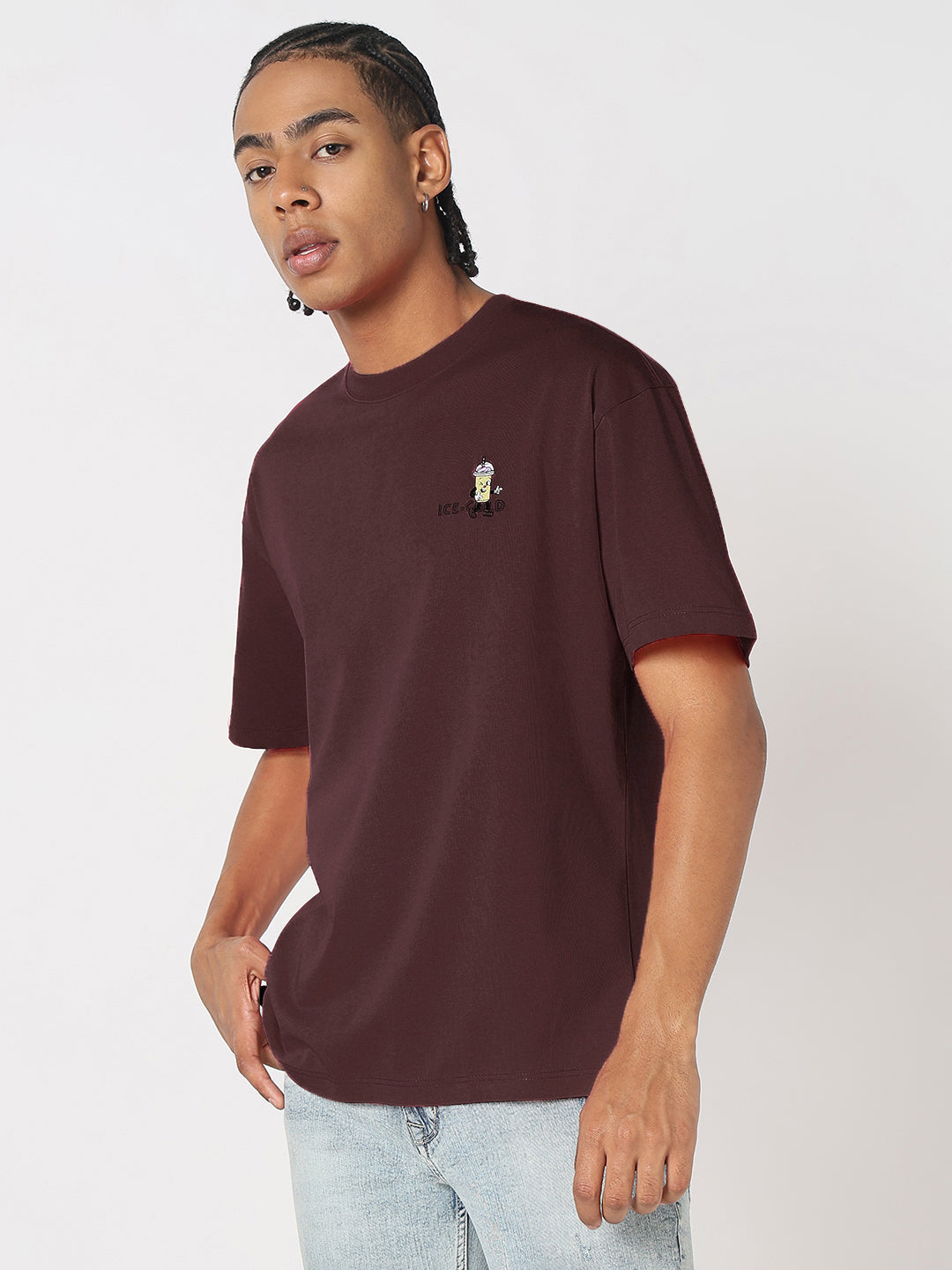 Men's Printed Brown Relaxed Fit T-Shirt