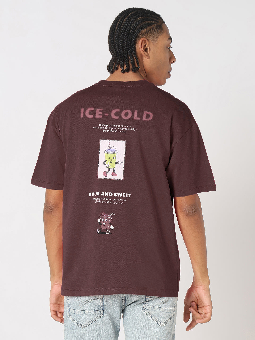 Men's Printed Brown Relaxed Fit T-Shirt