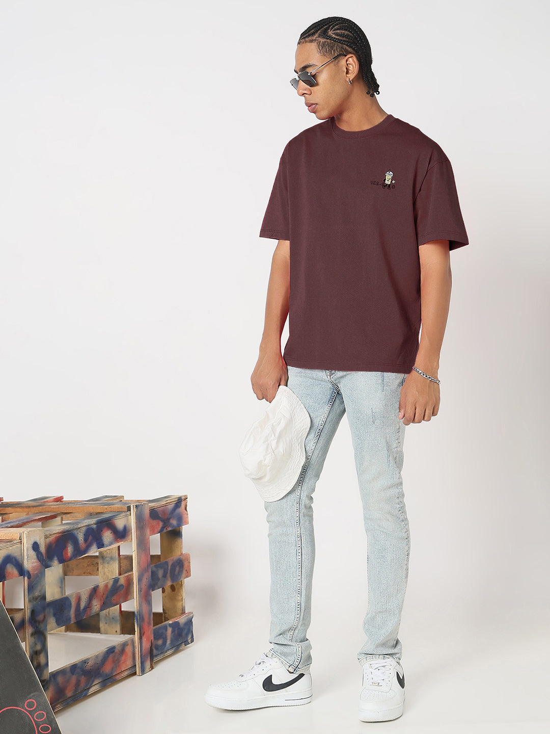 Men's Printed Brown Relaxed Fit T-Shirt