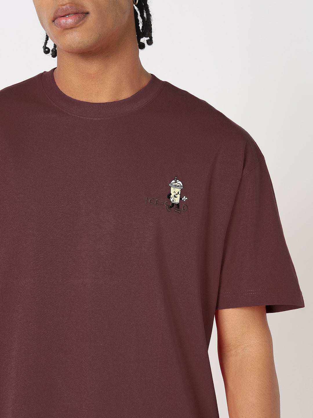 Men's Printed Brown Relaxed Fit T-Shirt