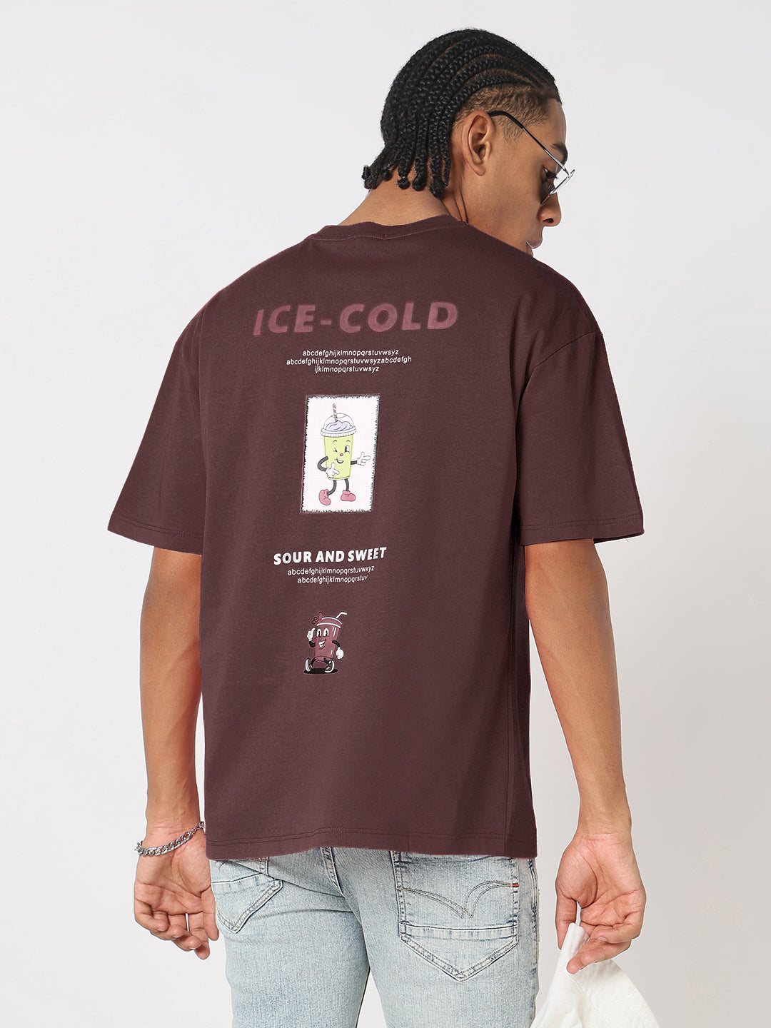 Men's Printed Brown Relaxed Fit T-Shirt