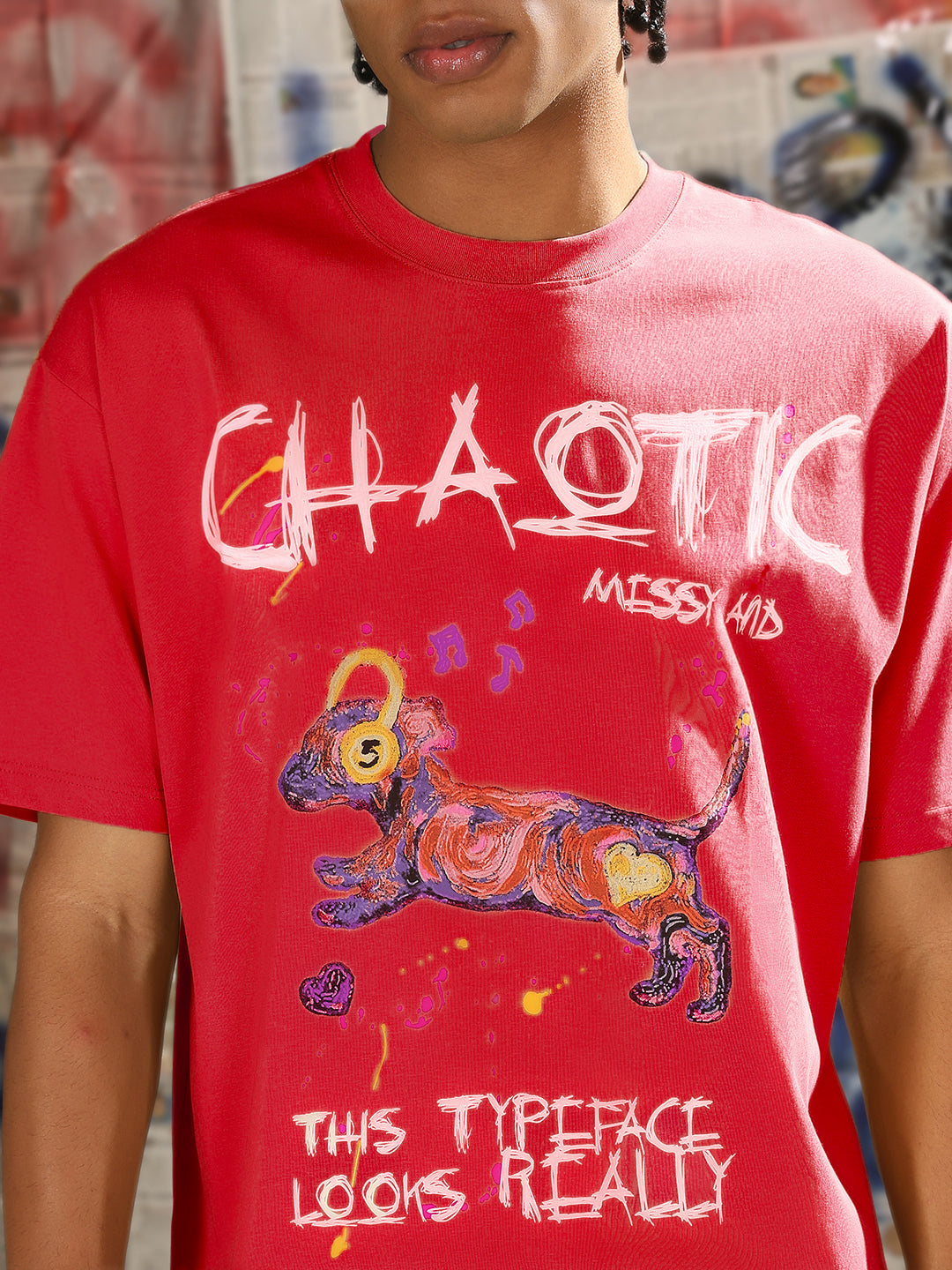 Men's Graphic Printed Pink Relaxed Fit T-Shirt