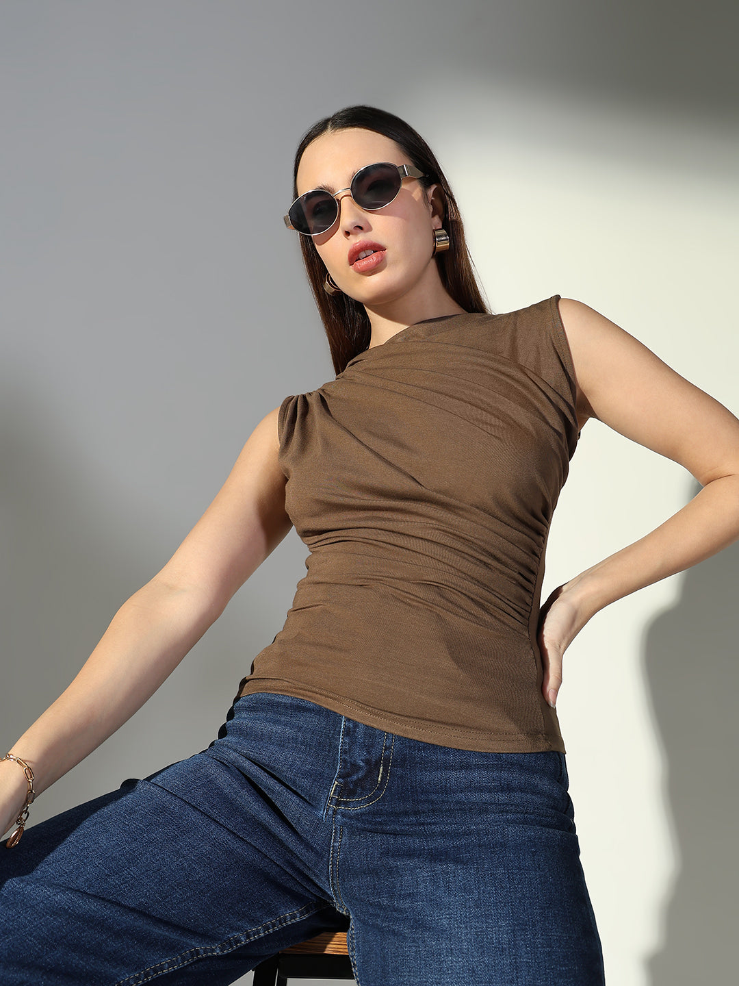 Women Olive Solid Top