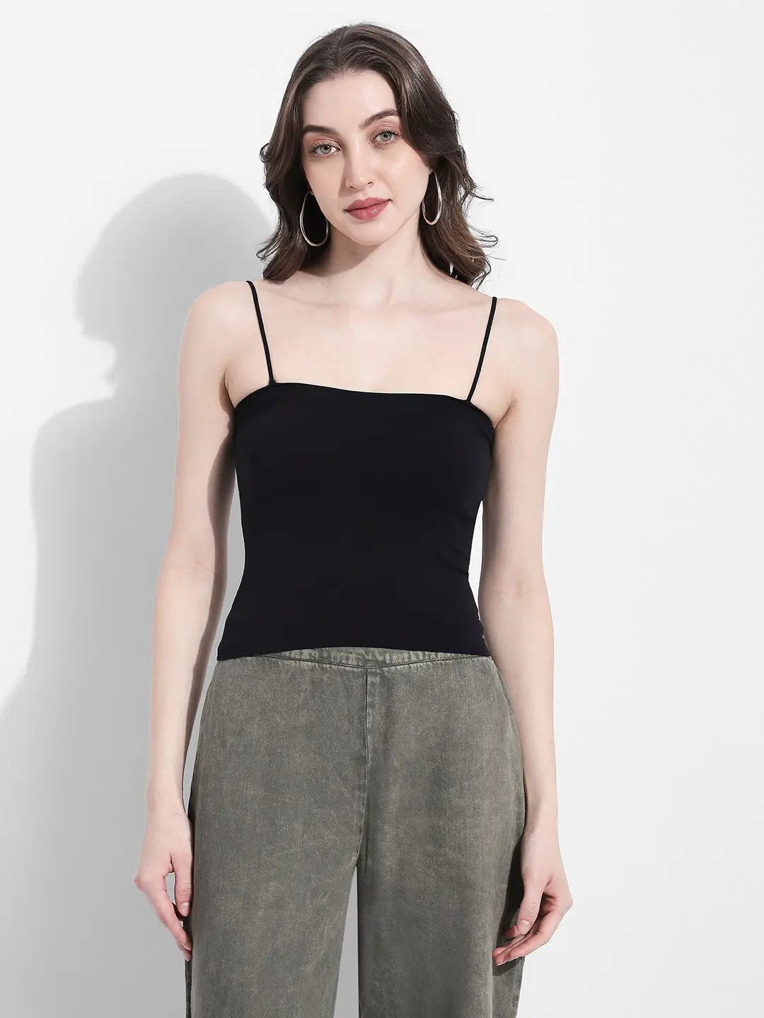 Women's Crochet Open Knit Black Cut Out Crop Top with Inner - from SHOWOFFFF