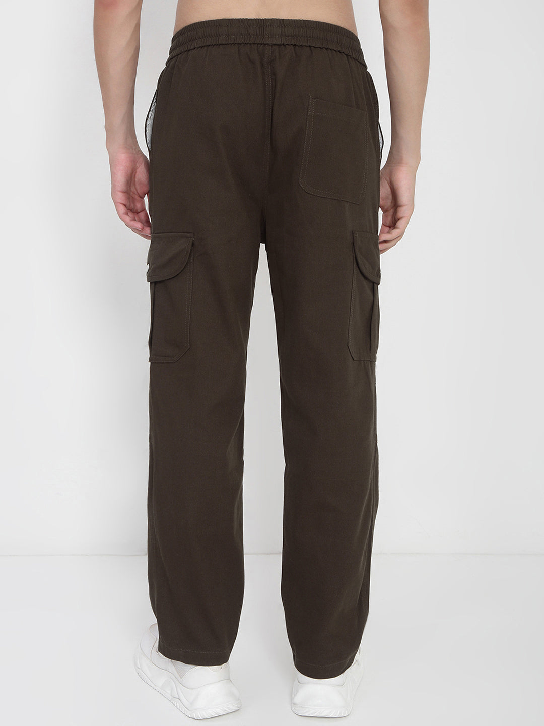 Men's Cotton Olive Straight Fit Cargo Trousers