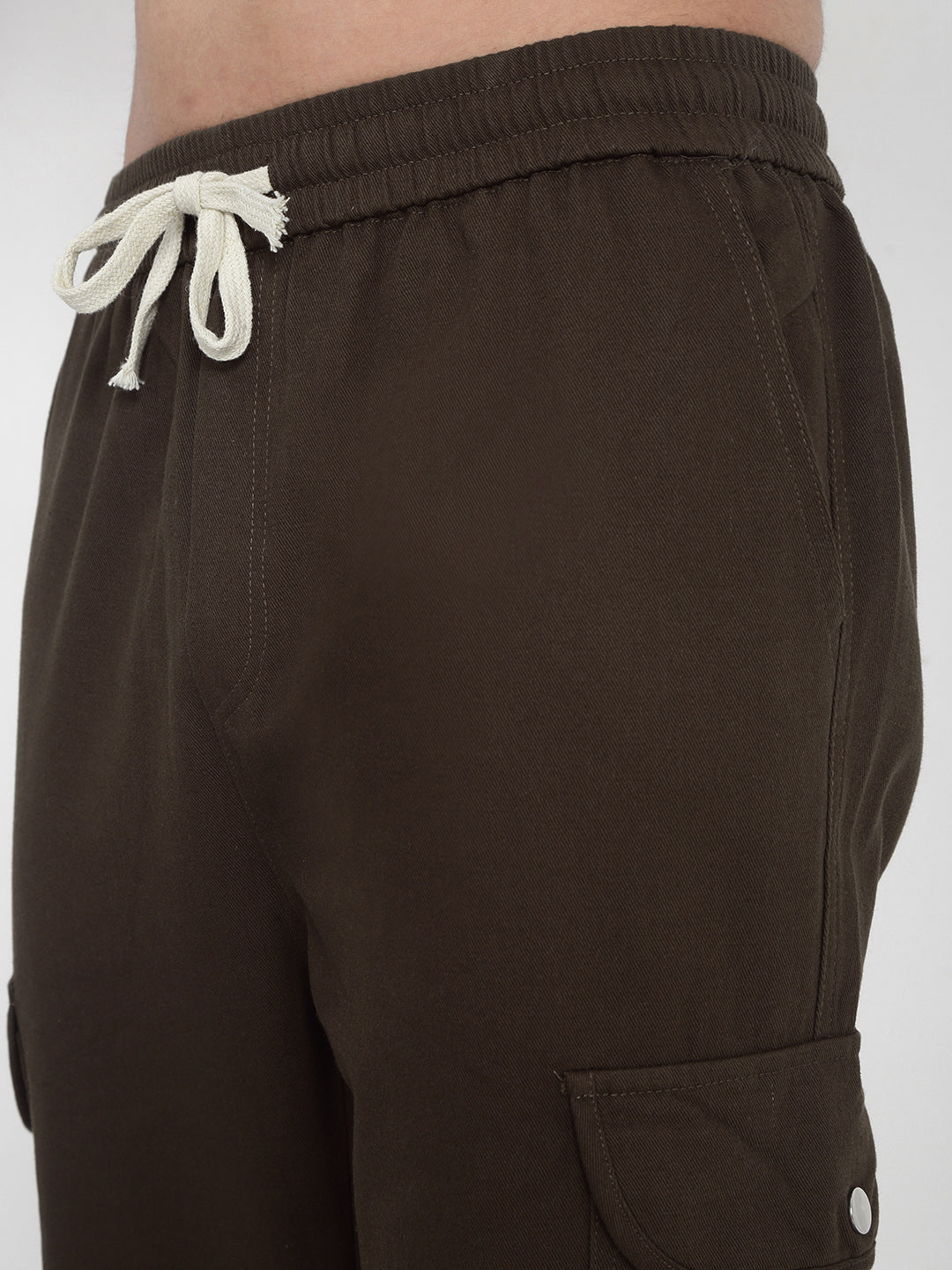 Men's Cotton Olive Straight Fit Cargo Trousers