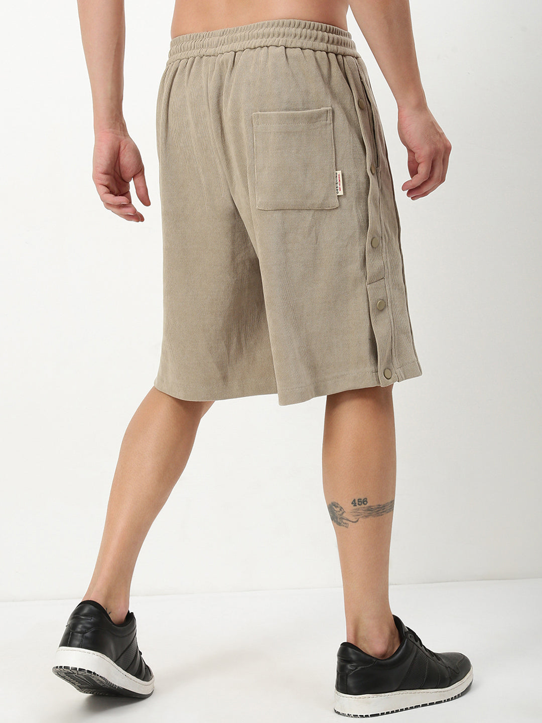 Men Beige Solid Shorts