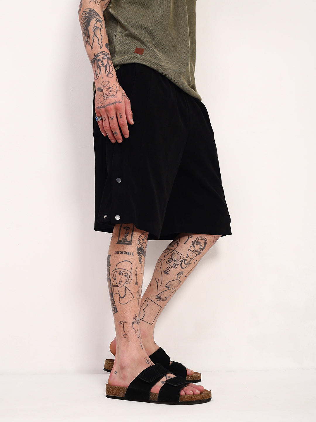 Men Black Solid Shorts