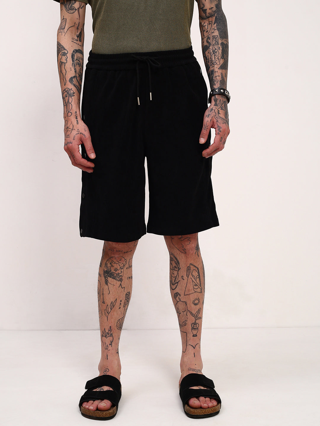 Men Black Solid Shorts