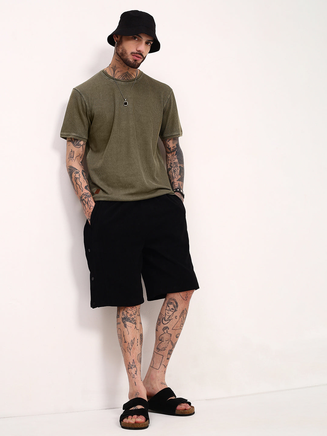 Men Black Solid Shorts