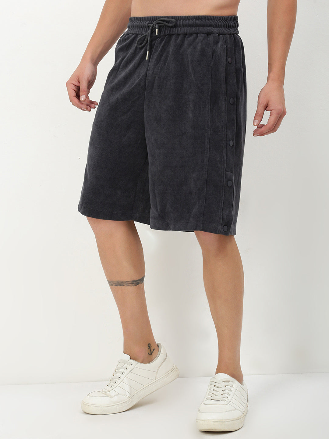 Men Grey Solid Shorts