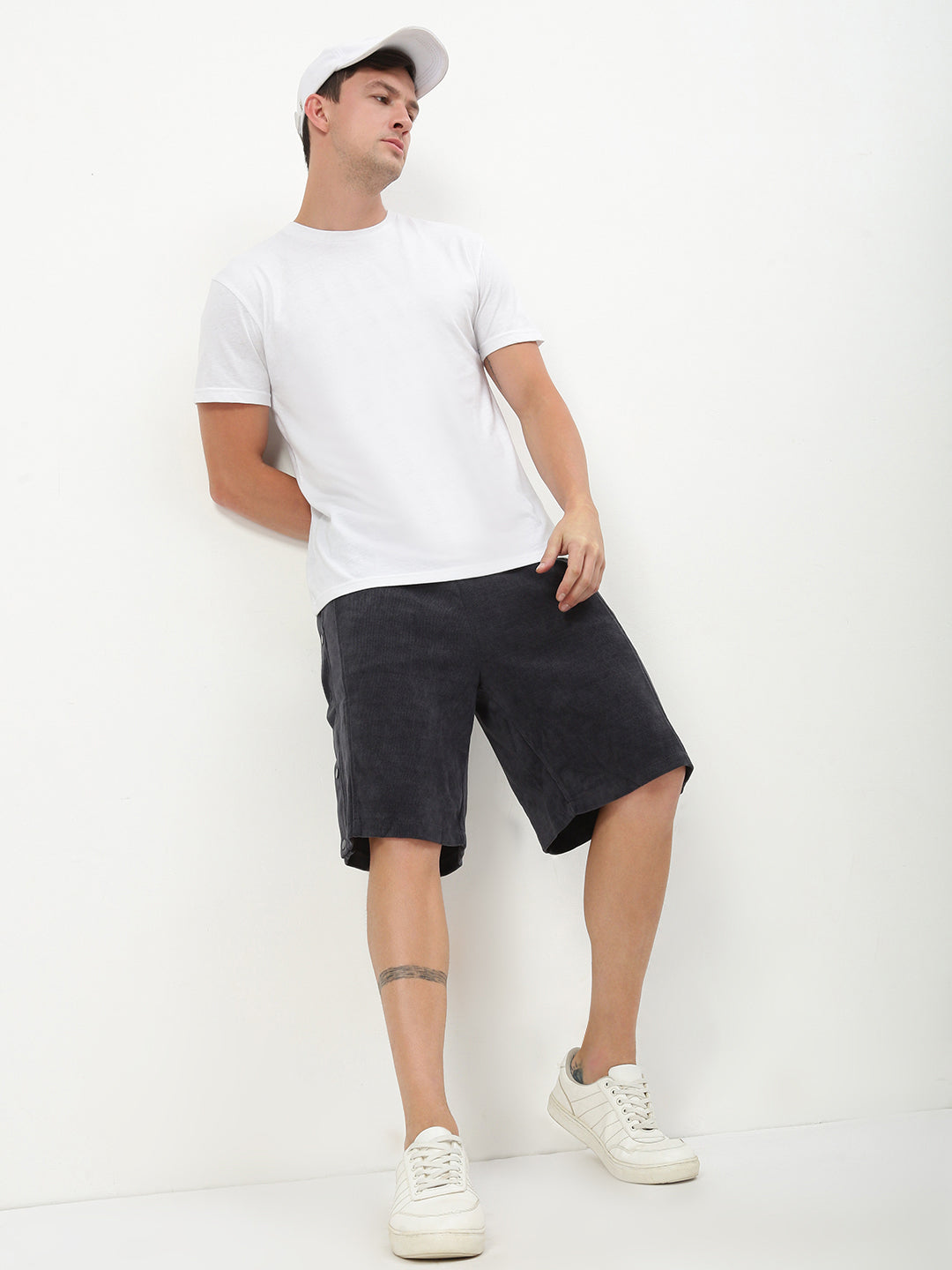 Men Grey Solid Shorts