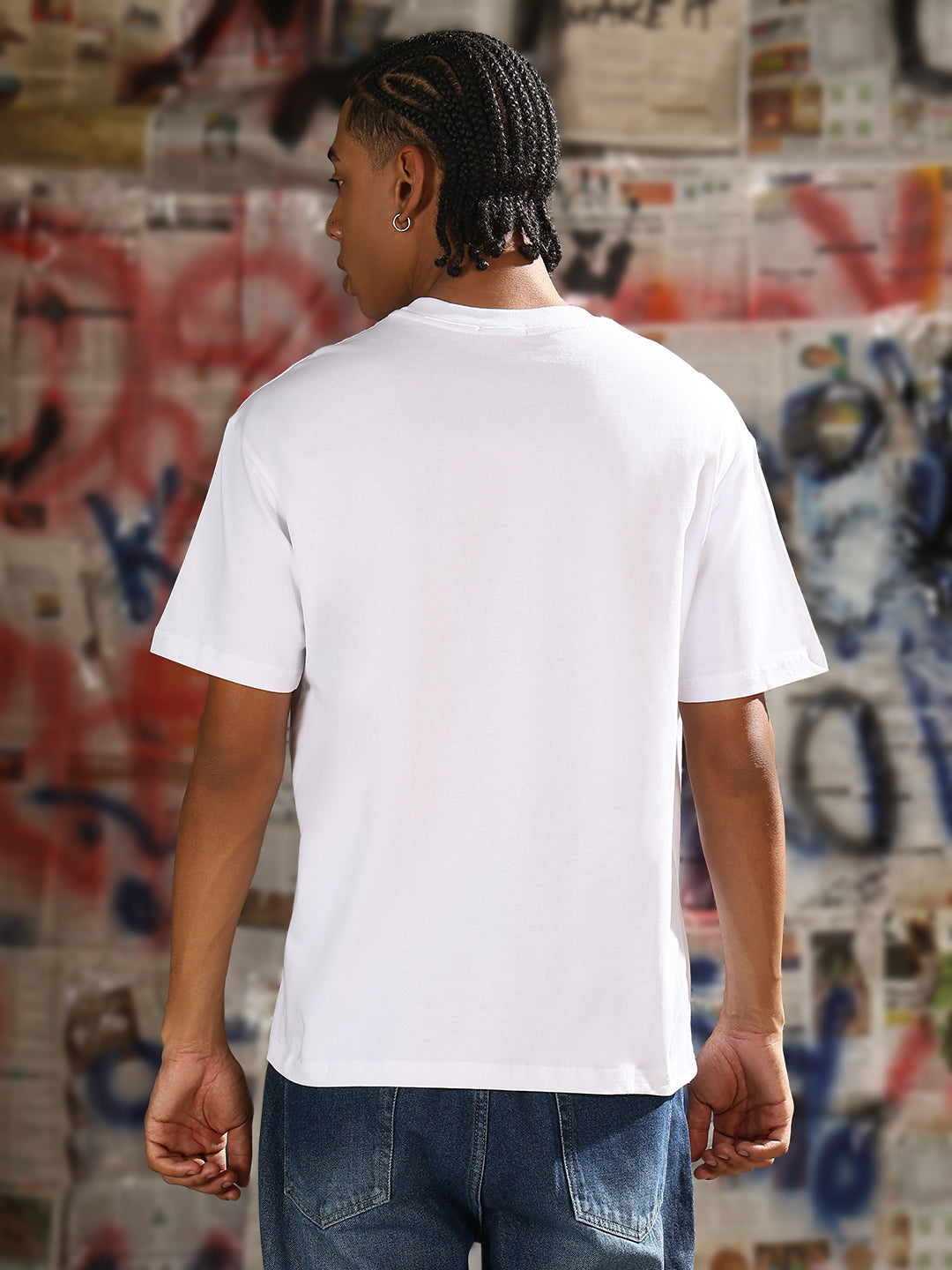 Men Casual White Typography T-Shirt