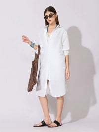 Women's White Shirt Midi Dress