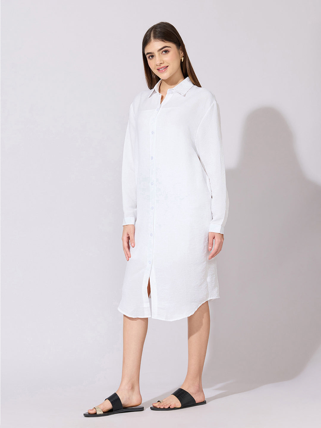 Women's White Shirt Midi Dress
