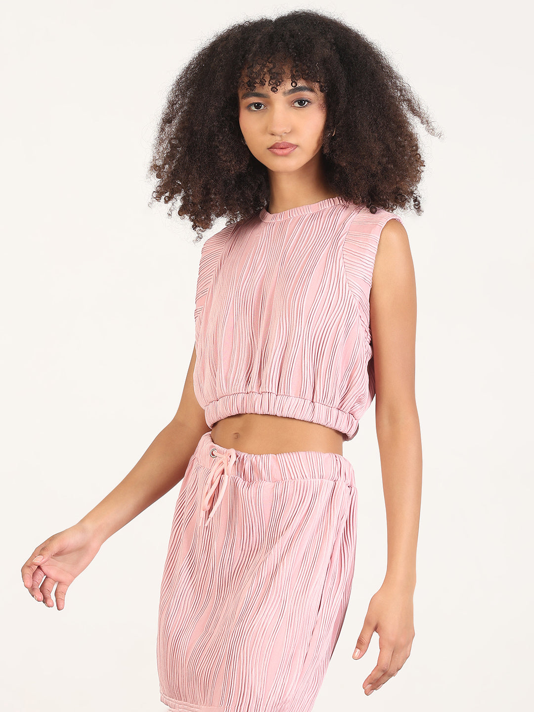 Women's Solid Pink Co-Ords Set