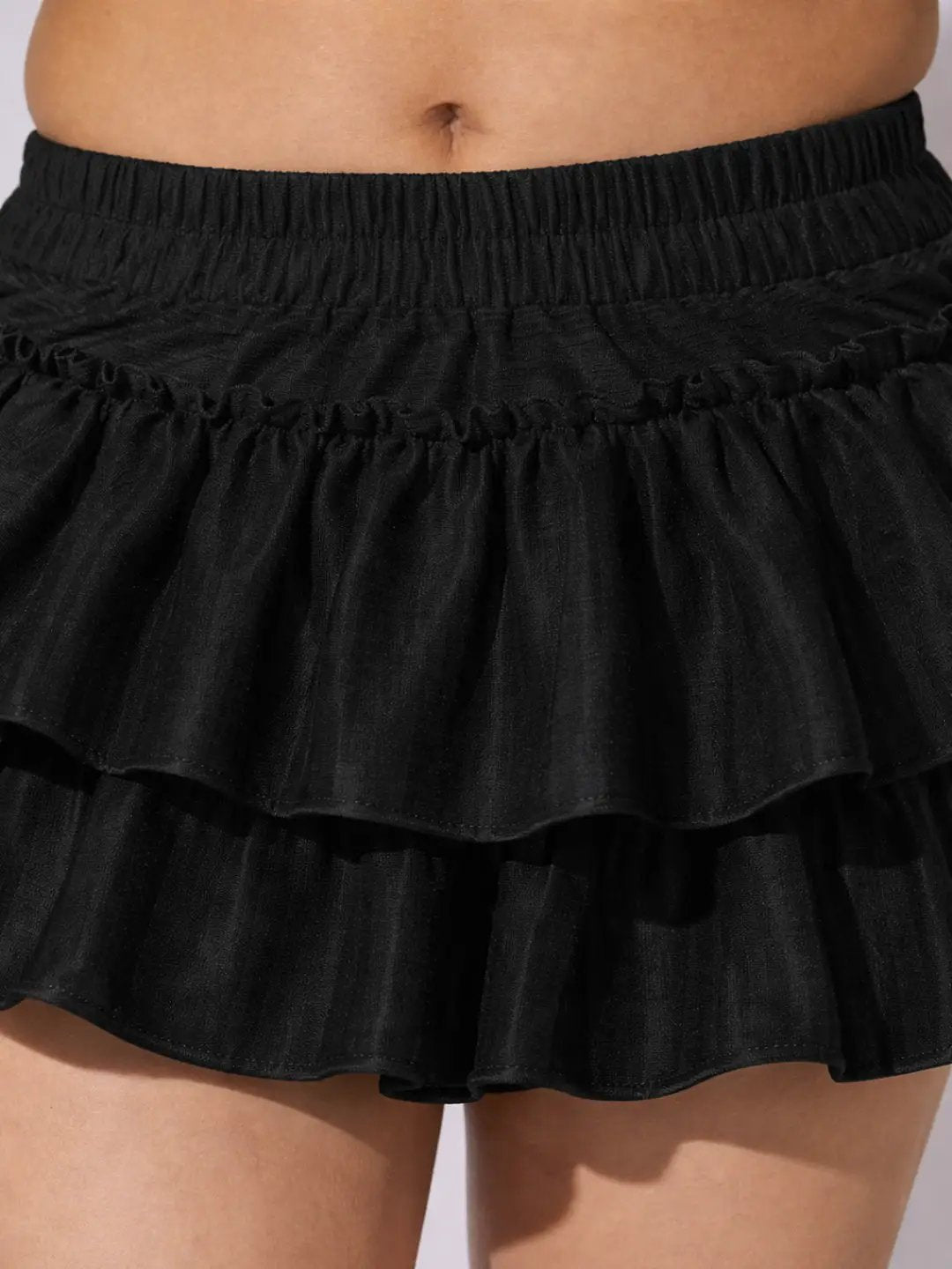 Women's Black Tiered Ruffle Skort - from SHOWOFFFF