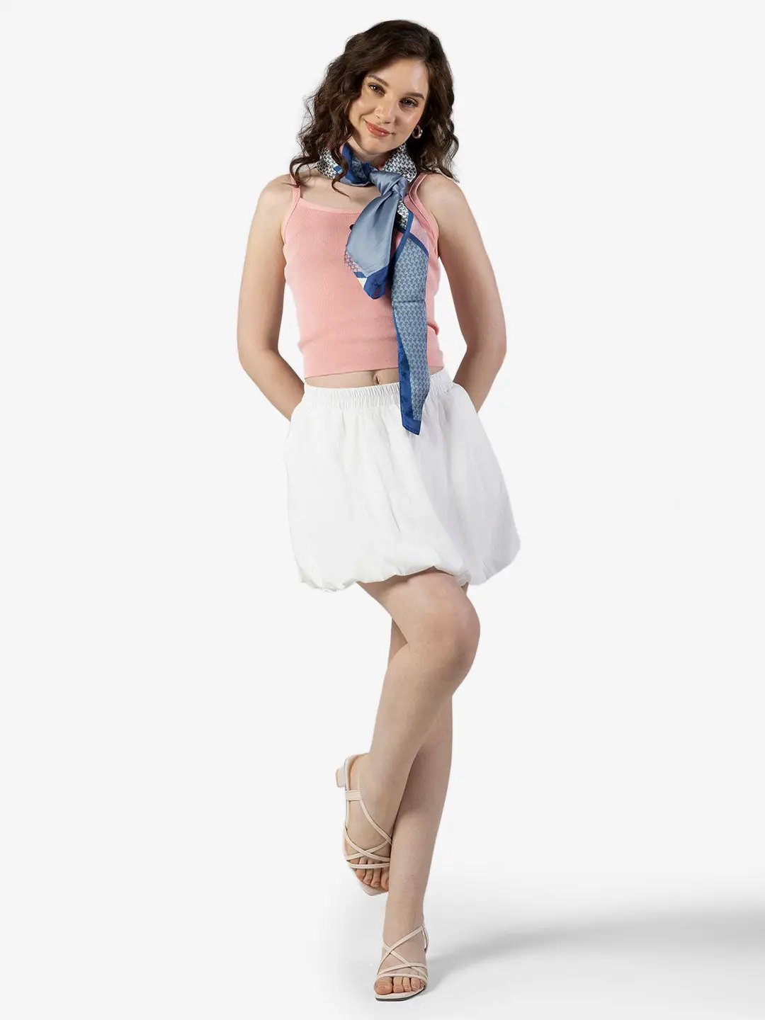 Women's White Balloon Mini Skort