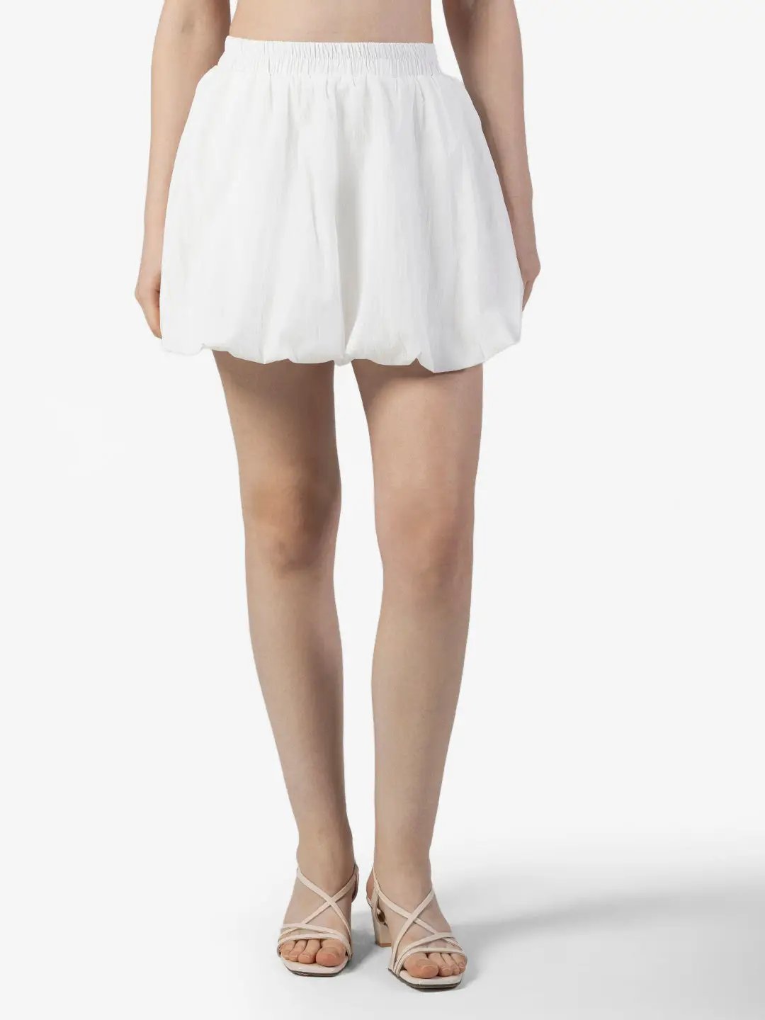 Women's White Balloon Mini Skort